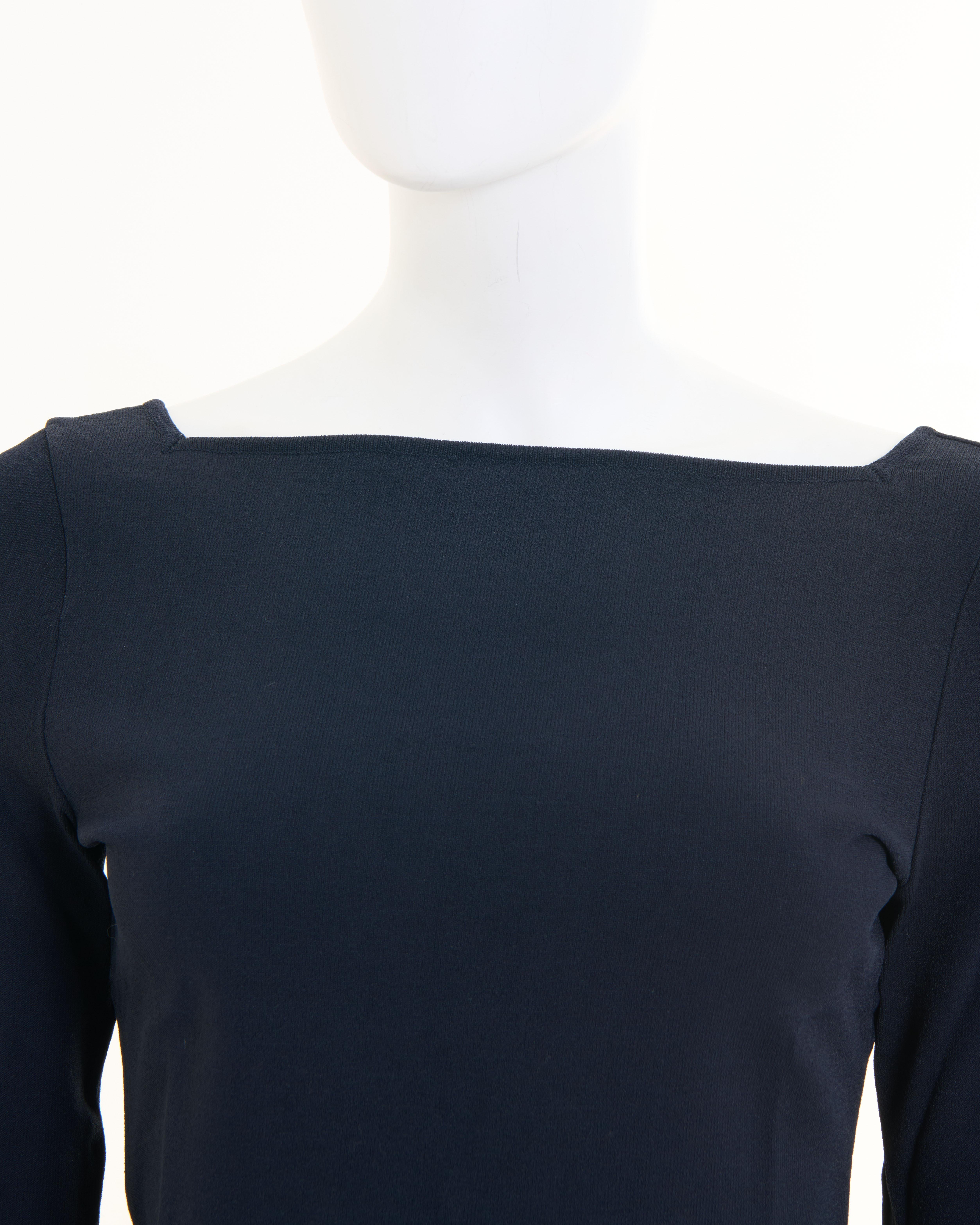 Gucci by Tom Ford S/S 1998 Black G-string logo buckle stretch knit top 7