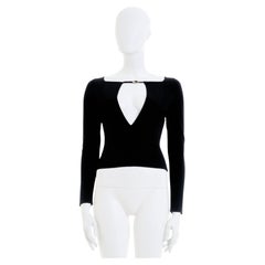 Gucci by Tom Ford S/S 1998 Black G-string logo buckle stretch knit top