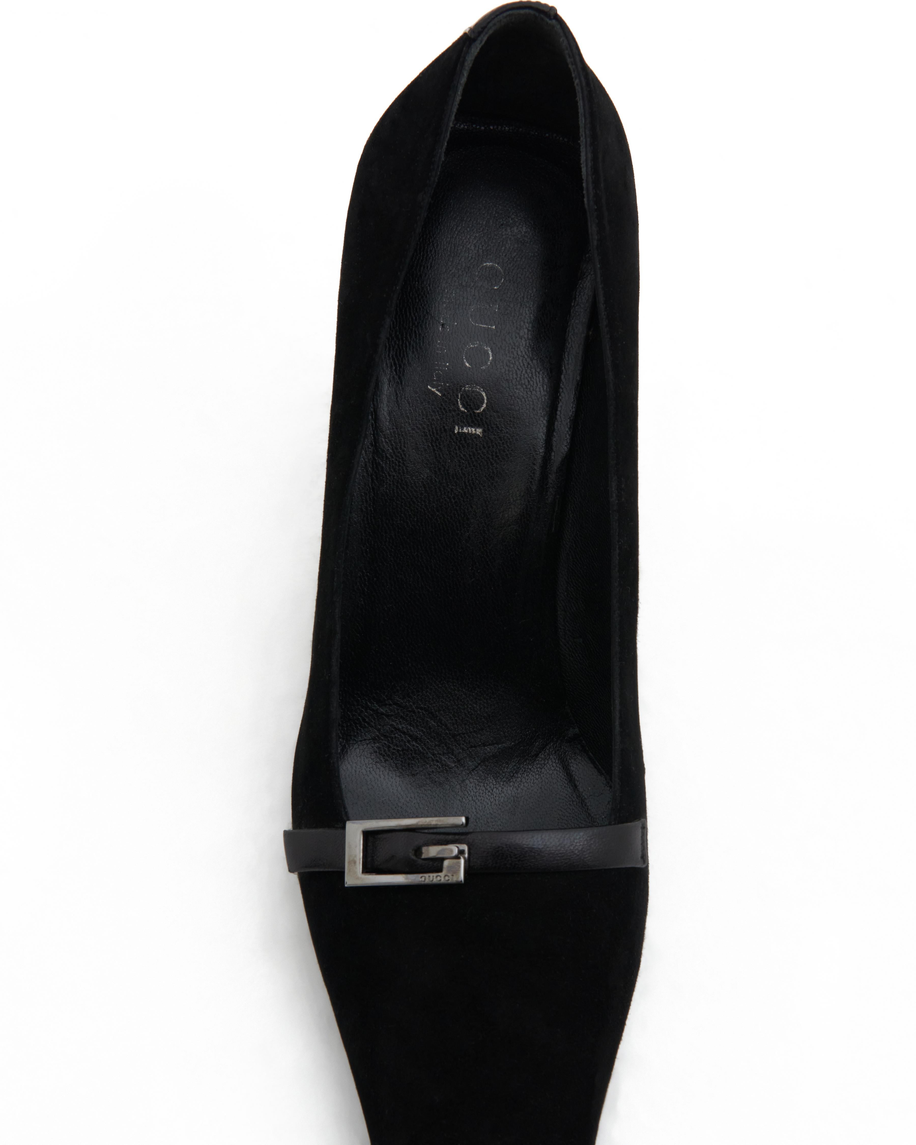 Gucci By Tom Ford S/S 1998  Black GG pointed toe kitten heels in vendita 1