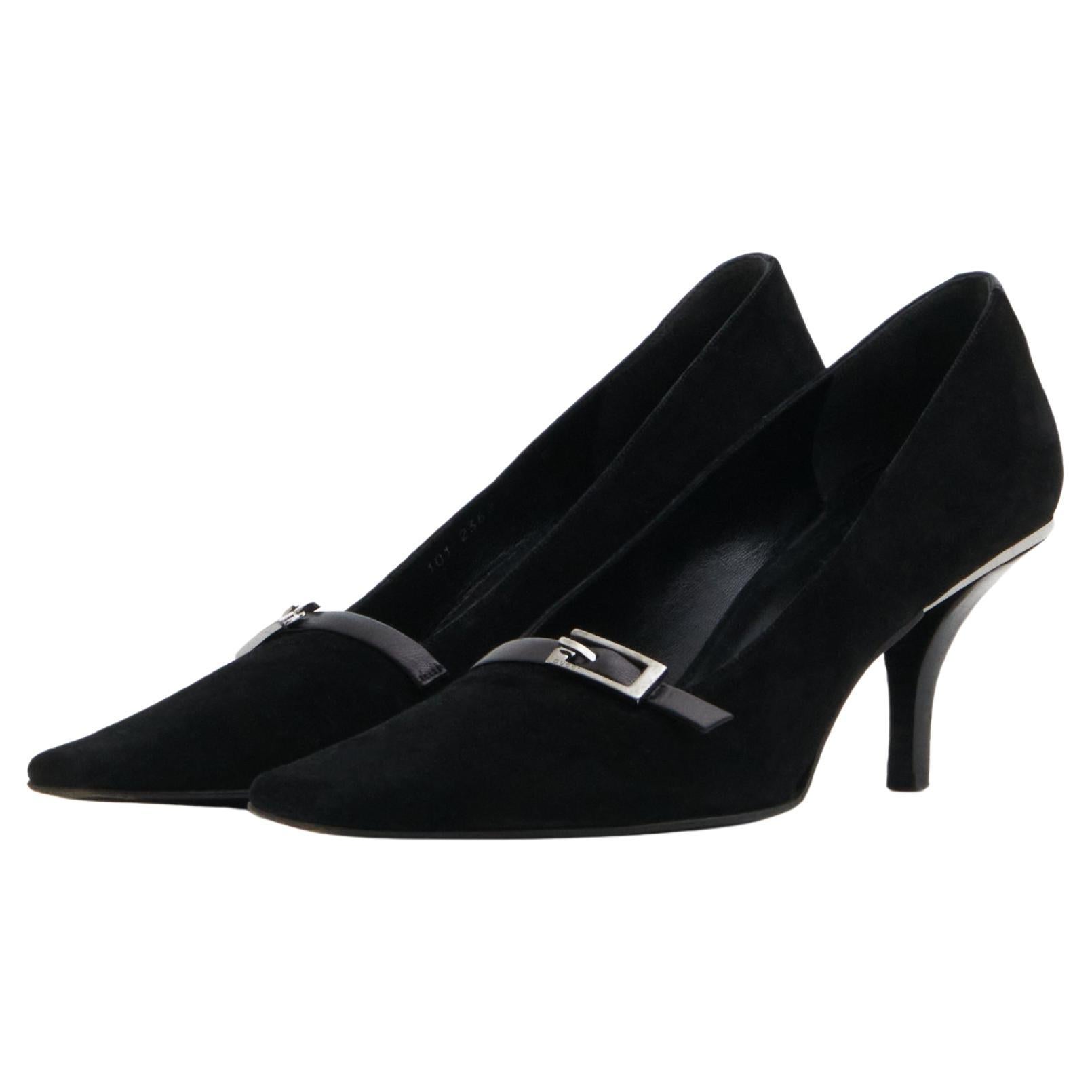 Gucci By Tom Ford S/S 1998  Black GG pointed toe kitten heels in vendita