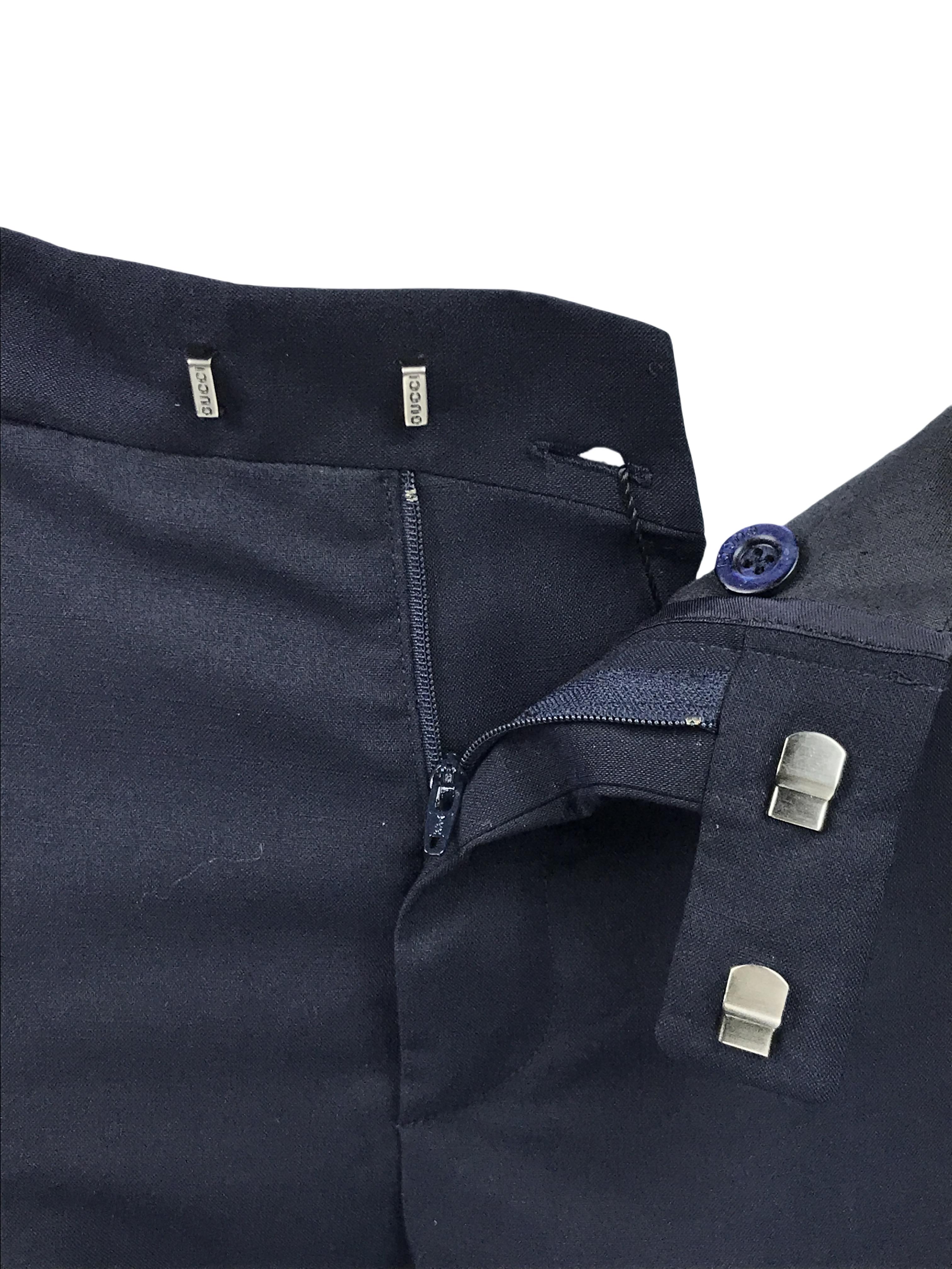 GUCCI By Tom Ford S/s 1998 Black Metal G String Buckle Pants For Sale 6