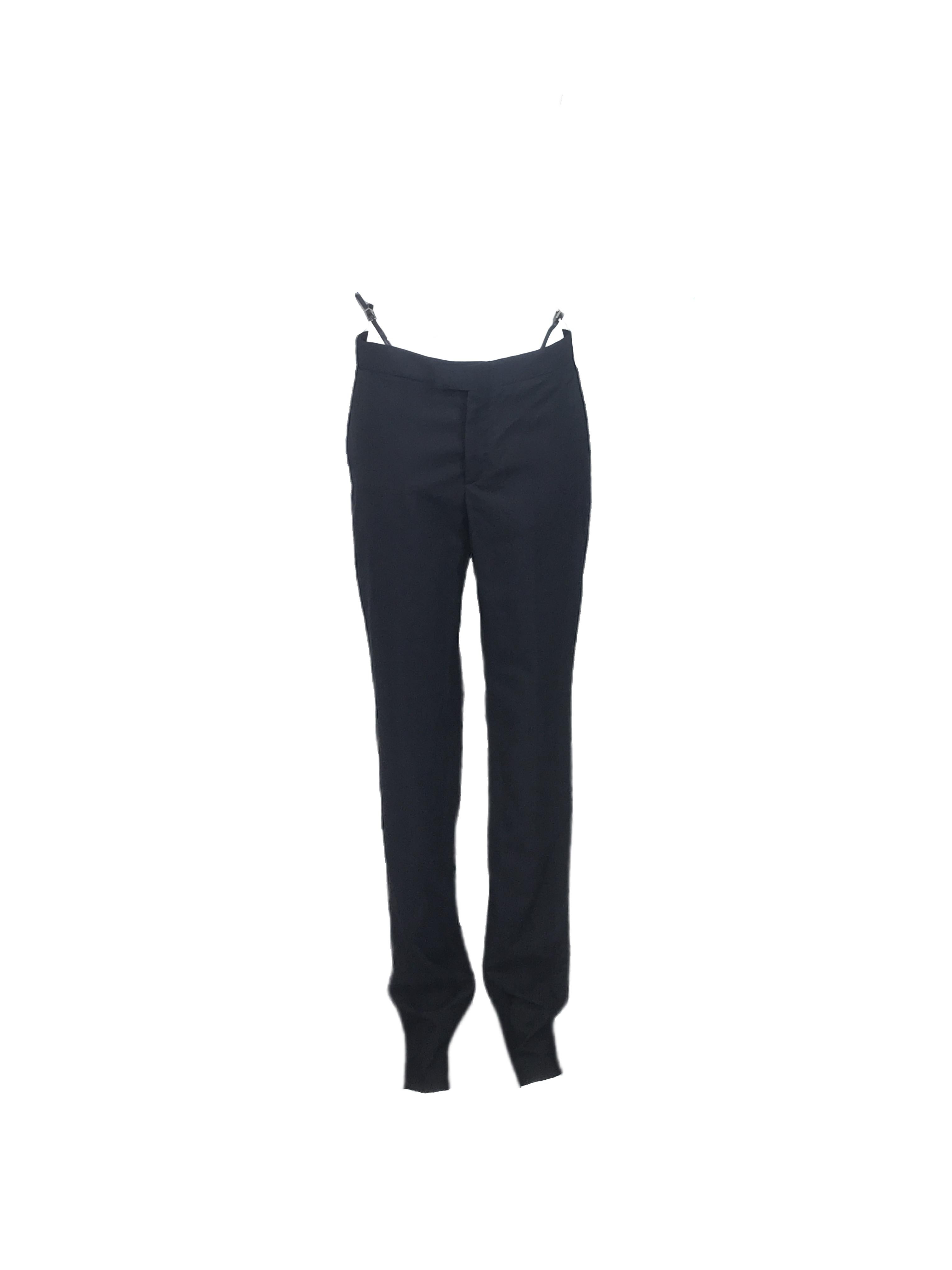 

GUCCI
S/s 1998 Black Metal G String Buckle Pants
$1,100.00
Quantity
1

Add To Cart
These impeccably tailored trousers by Gucci bring a refined touch to any wardrobe. Designed in a rich midnight hue, they feature a sleek, straight-leg silhouette
