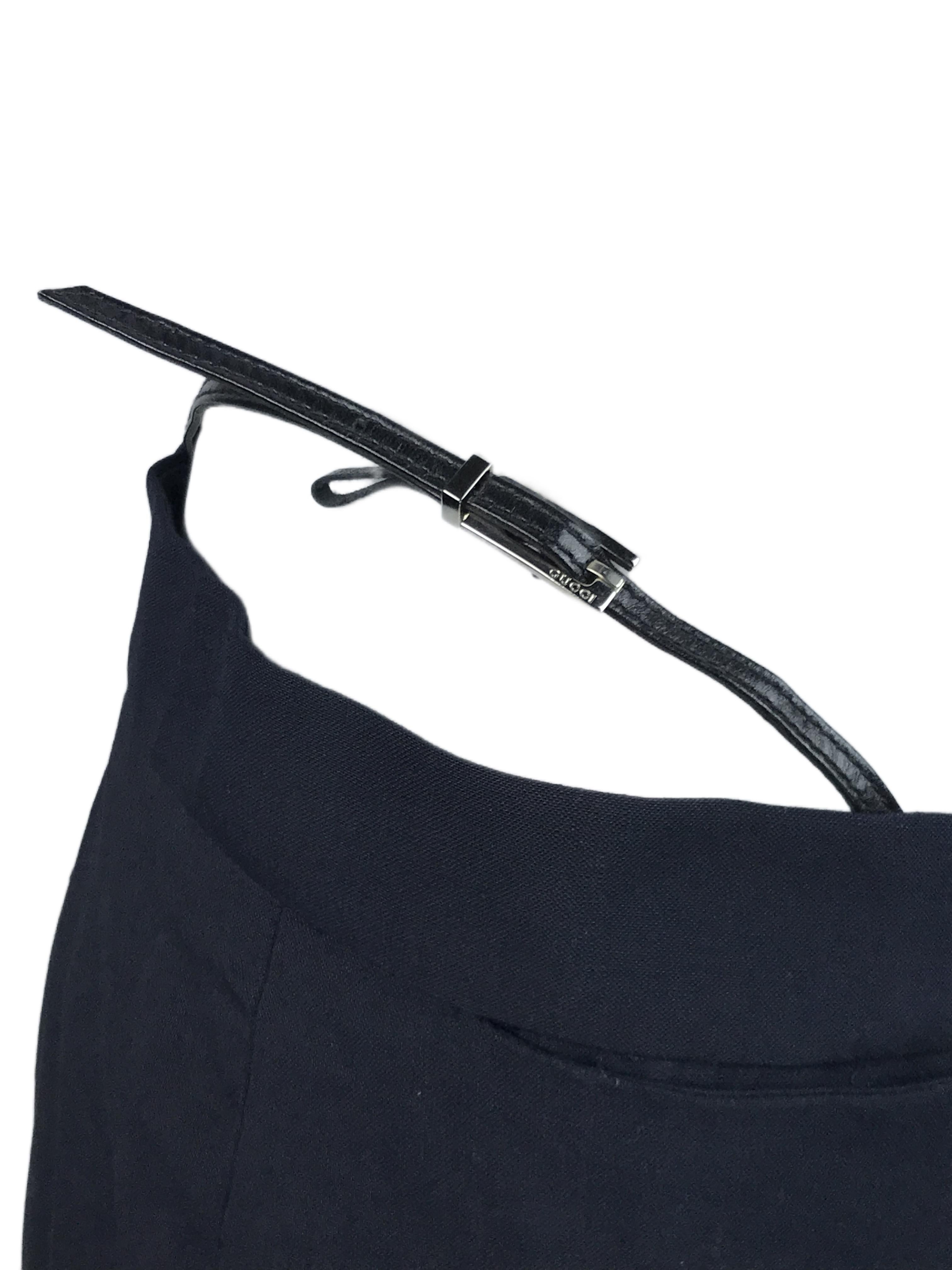 GUCCI By Tom Ford S/s 1998 Black Metal G String Buckle Pants For Sale 3