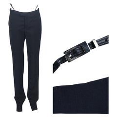 GUCCI By Tom Ford S/s 1998 Black Metal G String Buckle Pants