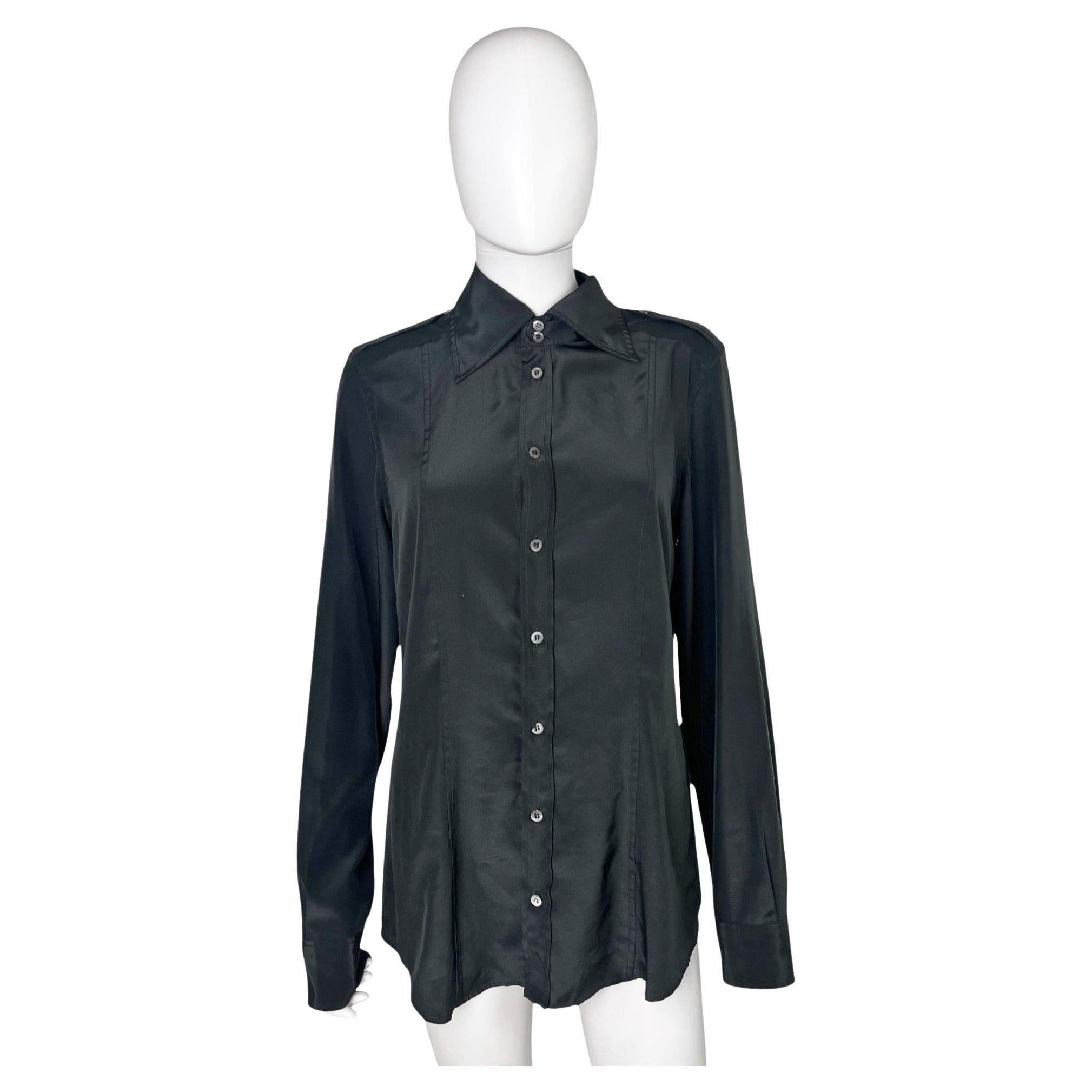 Gucci by Tom Ford S/S 1998 Camisa Militar Negra en venta