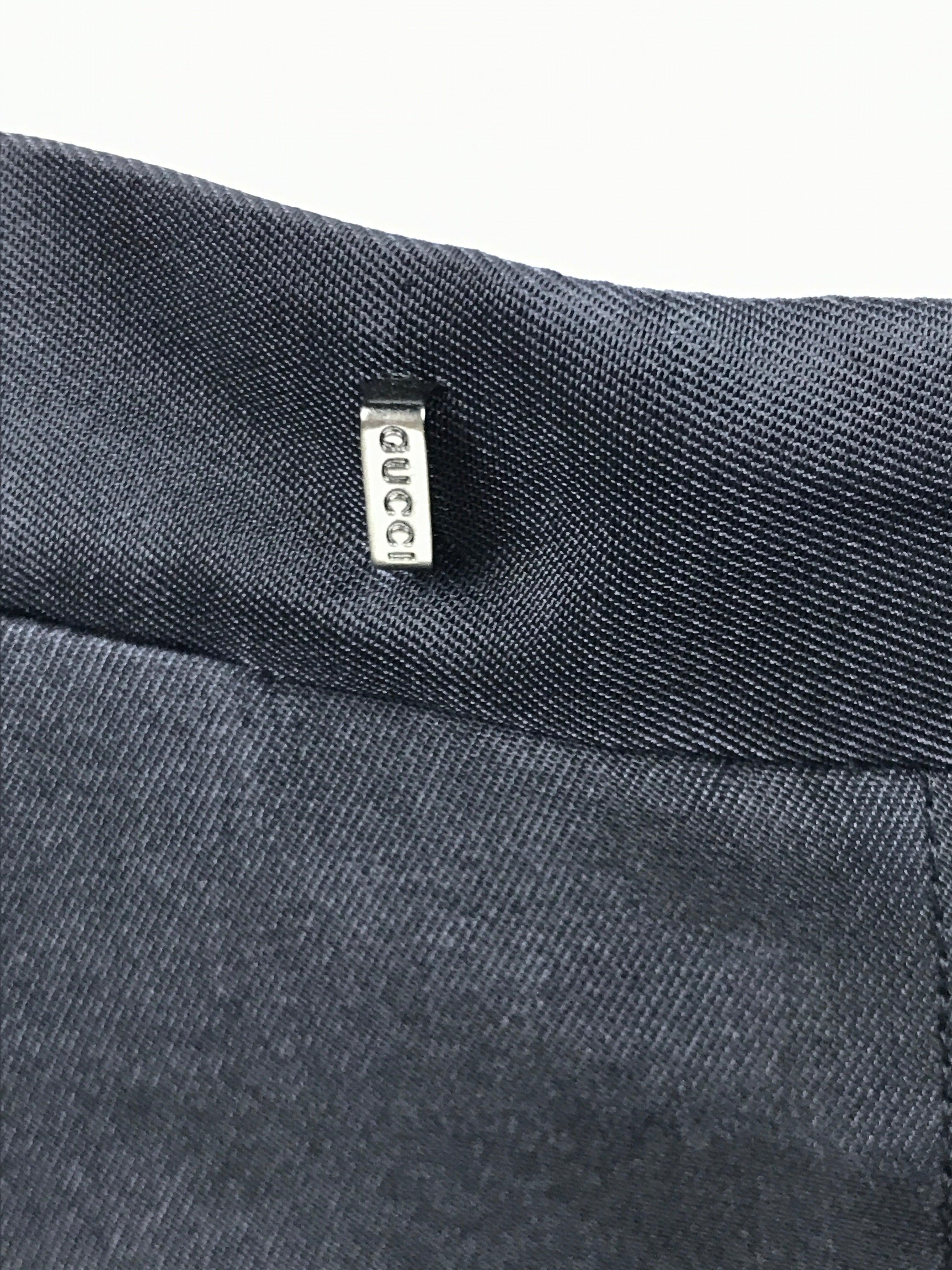 GUCCI By Tom Ford S/s 1998 Black Satin Crystal G String Buckle Pants For Sale 7
