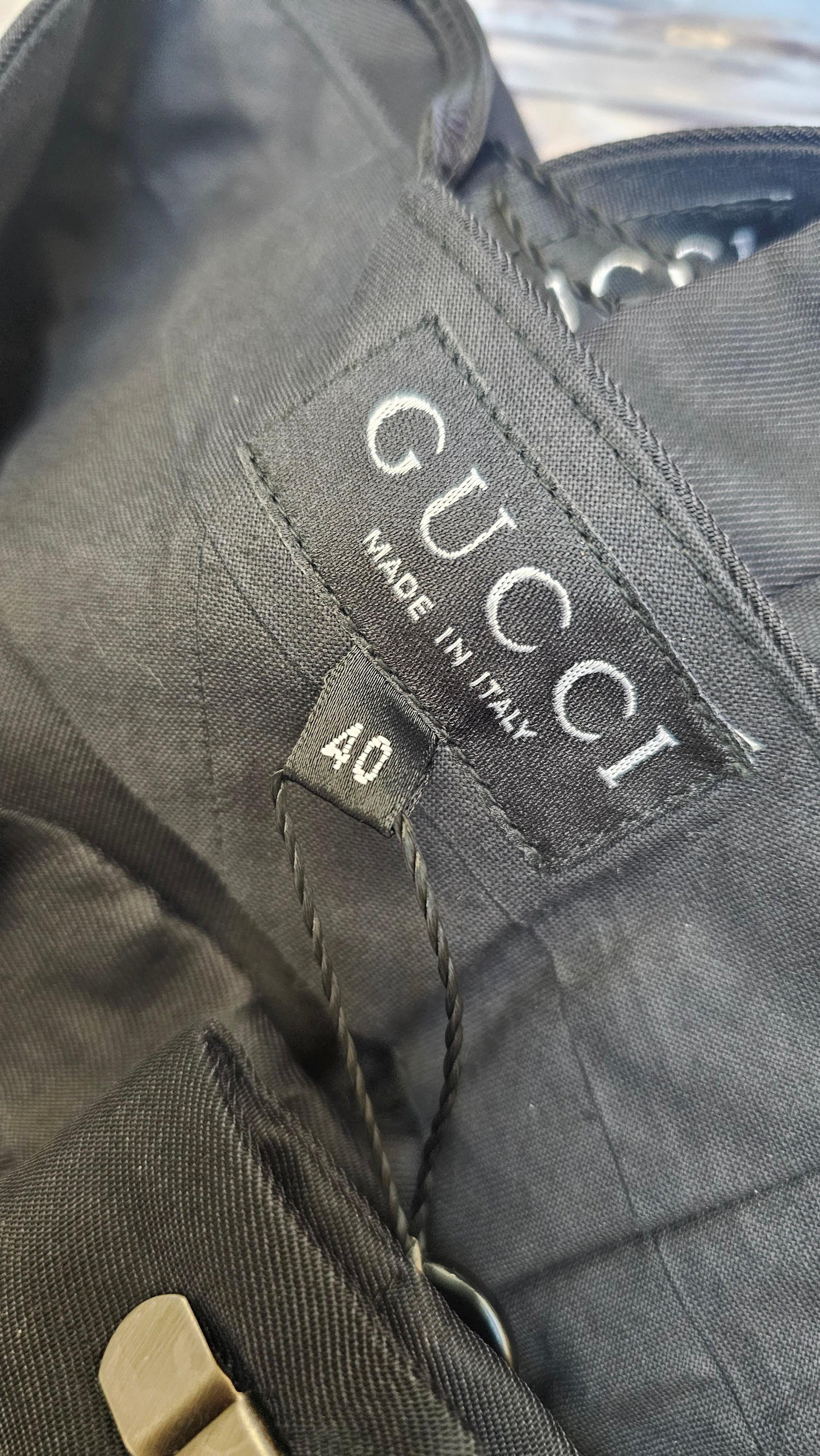GUCCI By Tom Ford S/s 1998 Black Satin Crystal G String Buckle Pants For Sale 8