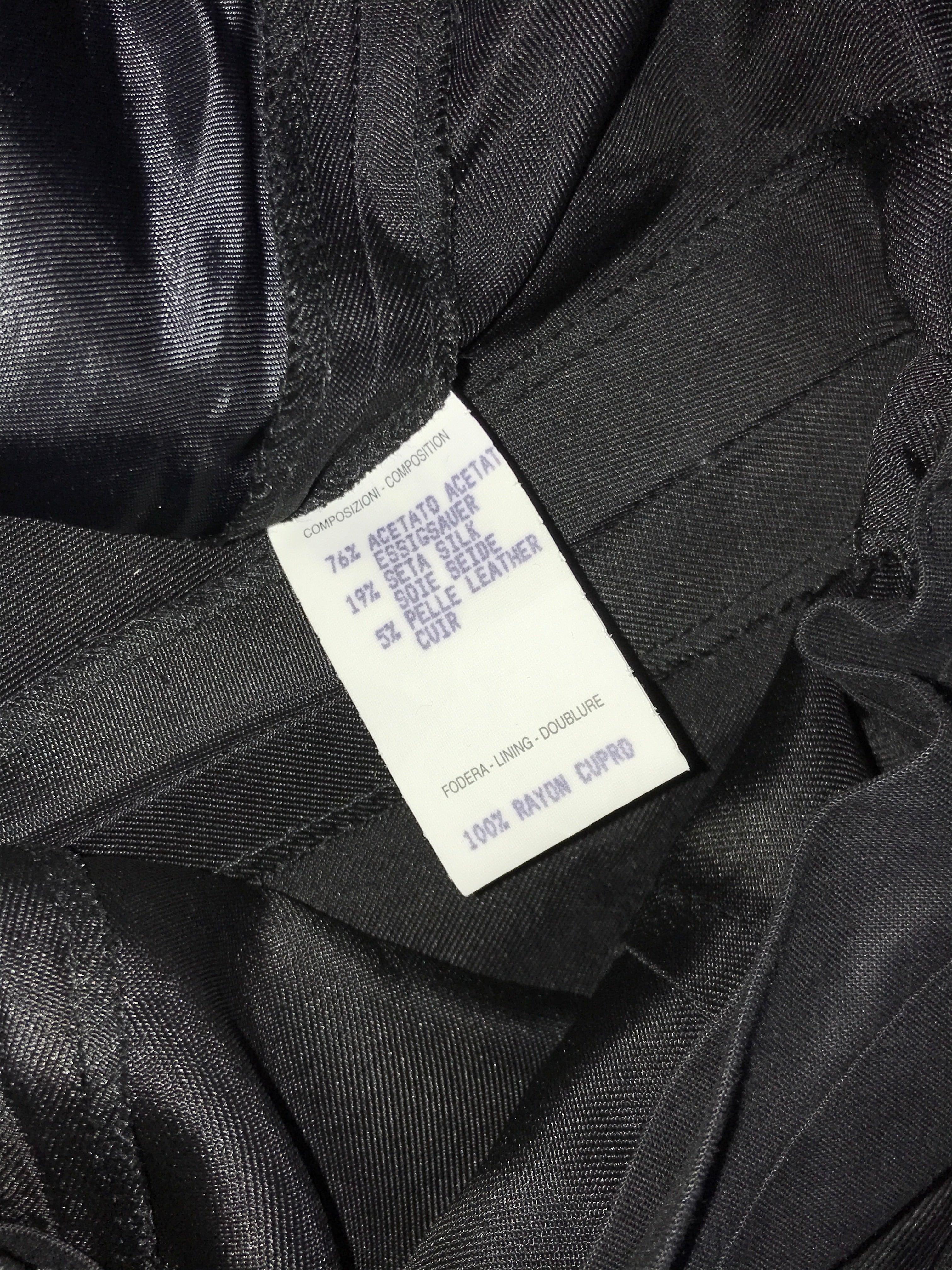 GUCCI By Tom Ford S/s 1998 Black Satin Crystal G String Buckle Pants For Sale 10