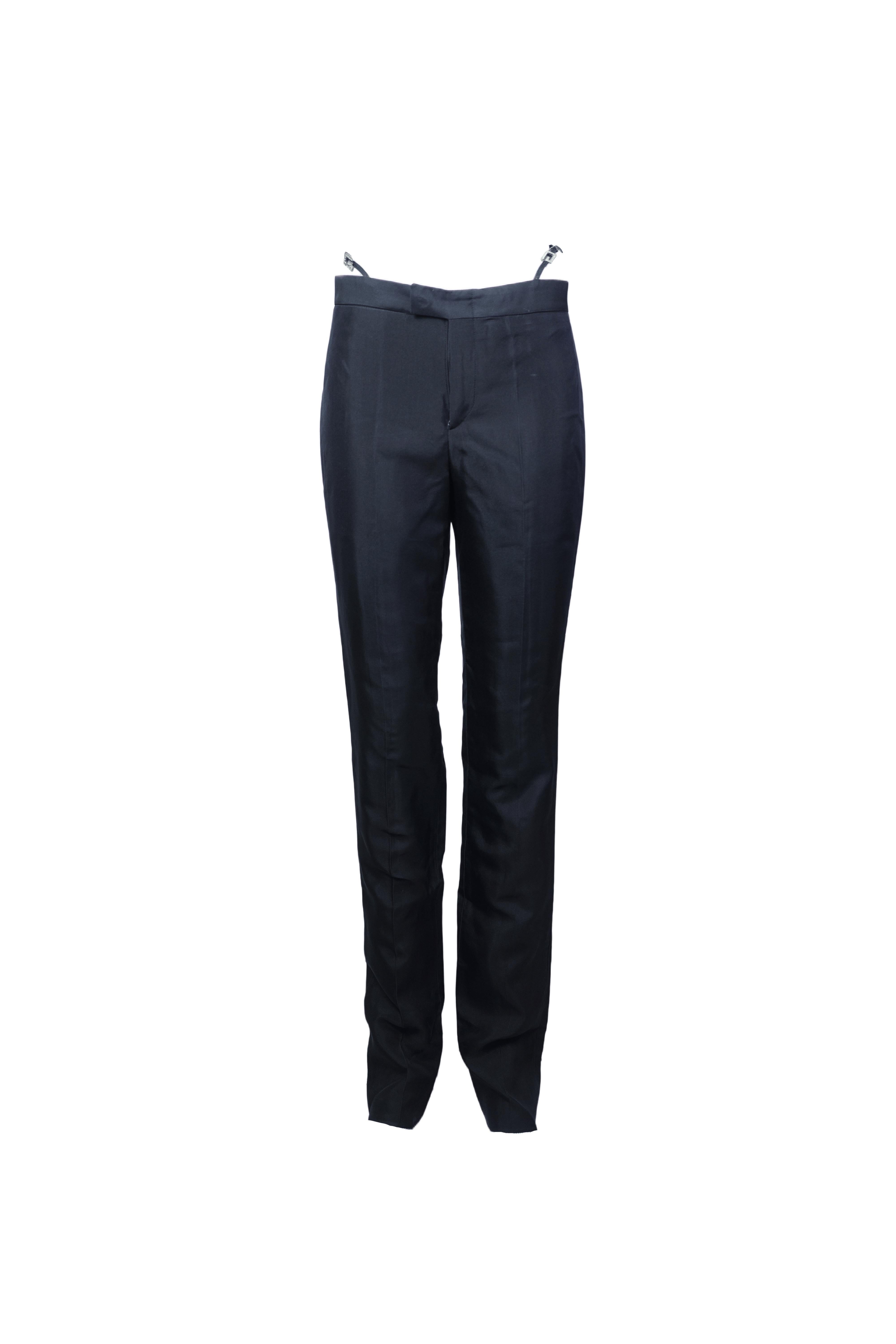 *THIS PAIR OF PANTS ARE AVAILABLE IN BOTH 38 AND 40*

Exude sophistication with these expertly tailored trousers by Gucci. Rendered in a sleek midnight hue, they feature a streamlined silhouette that combines timeless elegance with modern
