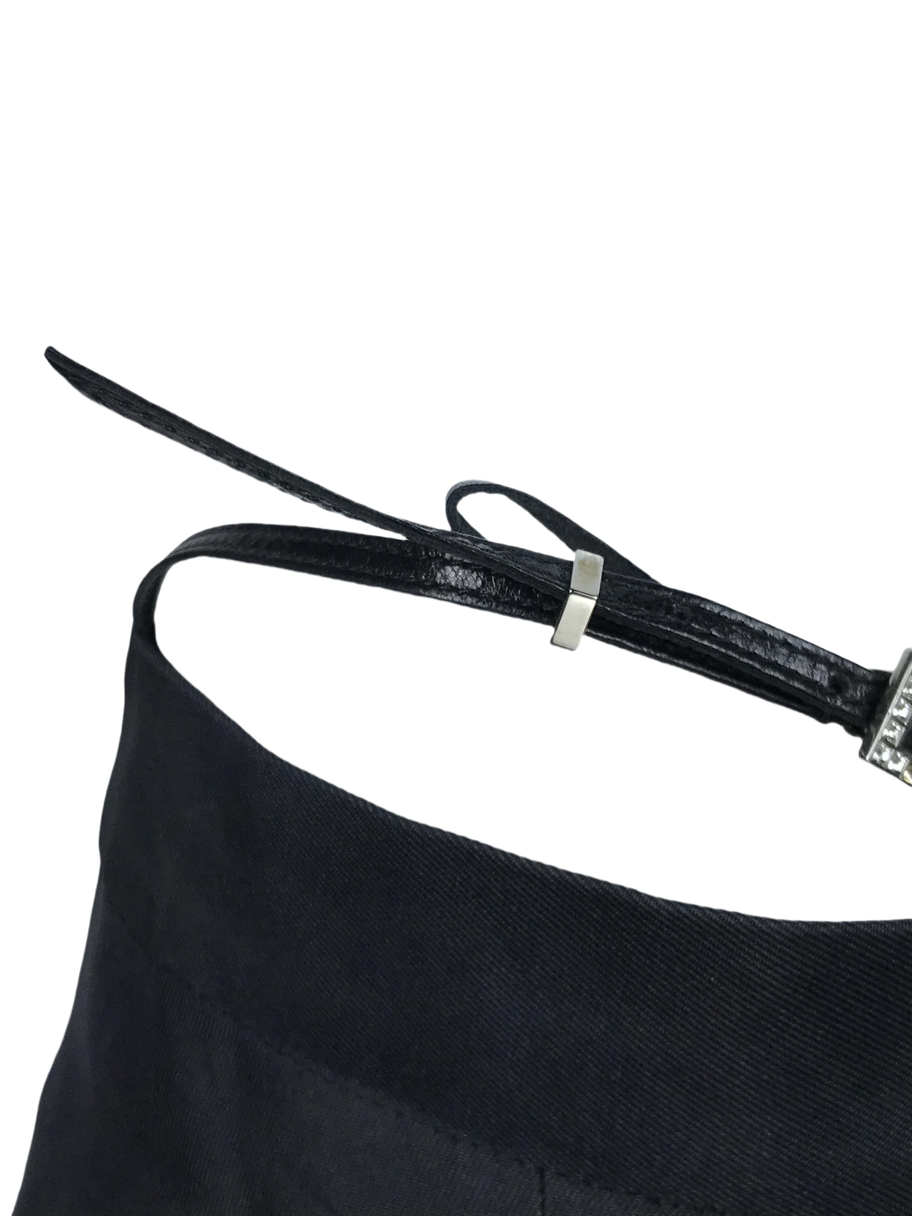 GUCCI By Tom Ford S/s 1998 Black Satin Crystal G String Buckle Pants For Sale 3