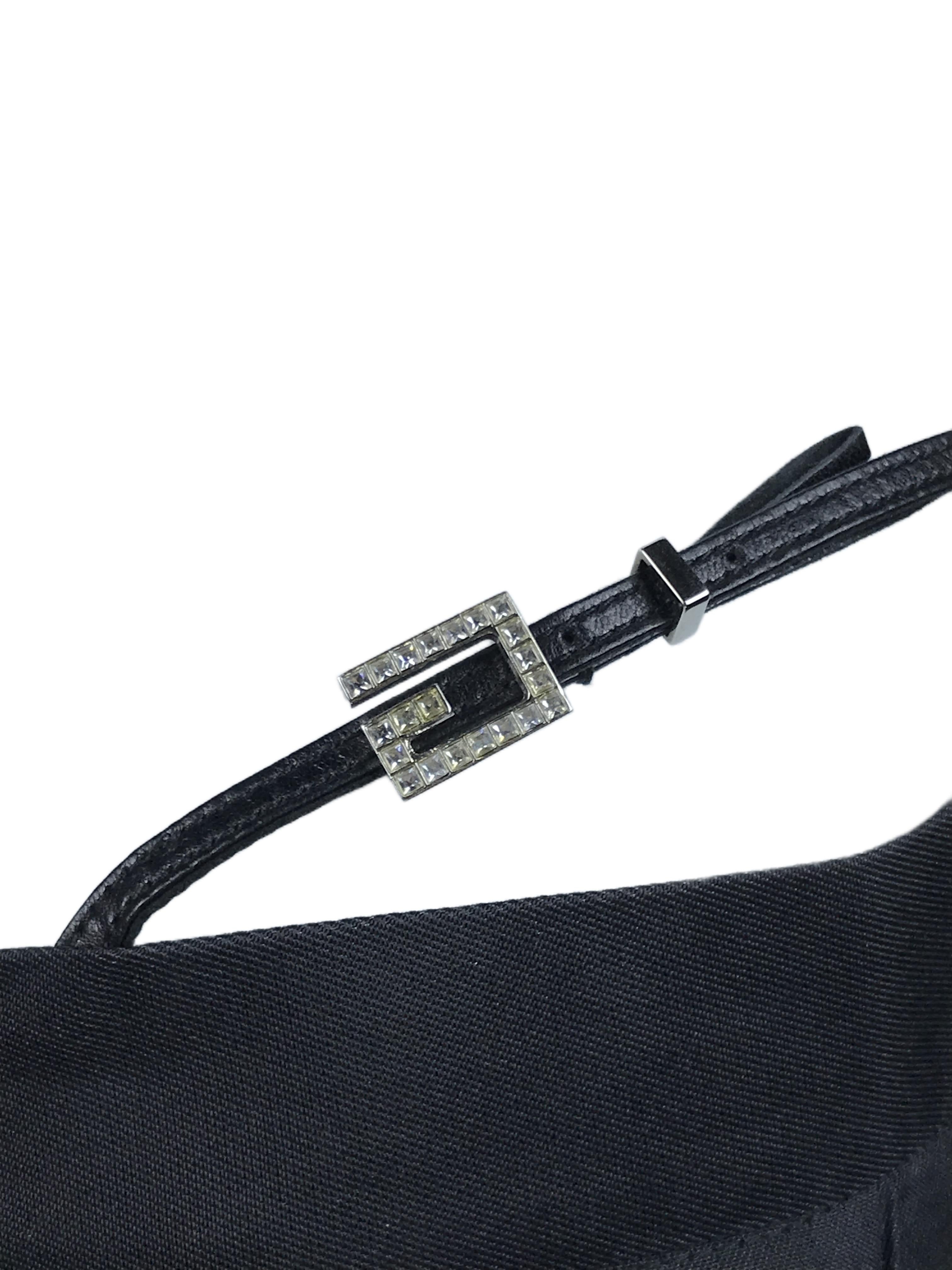 GUCCI By Tom Ford S/s 1998 Black Satin Crystal G String Buckle Pants For Sale 4