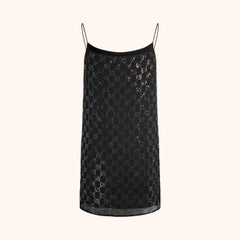 Gucci by Tom Ford S/S 1998 Crystal-Embellished GG Chiffon Mini Dress