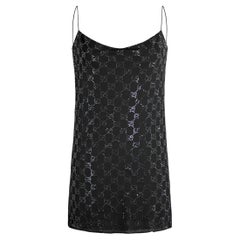 Gucci by Tom Ford S/S 1998 Crystal-Embellished GG Chiffon Mini Dress