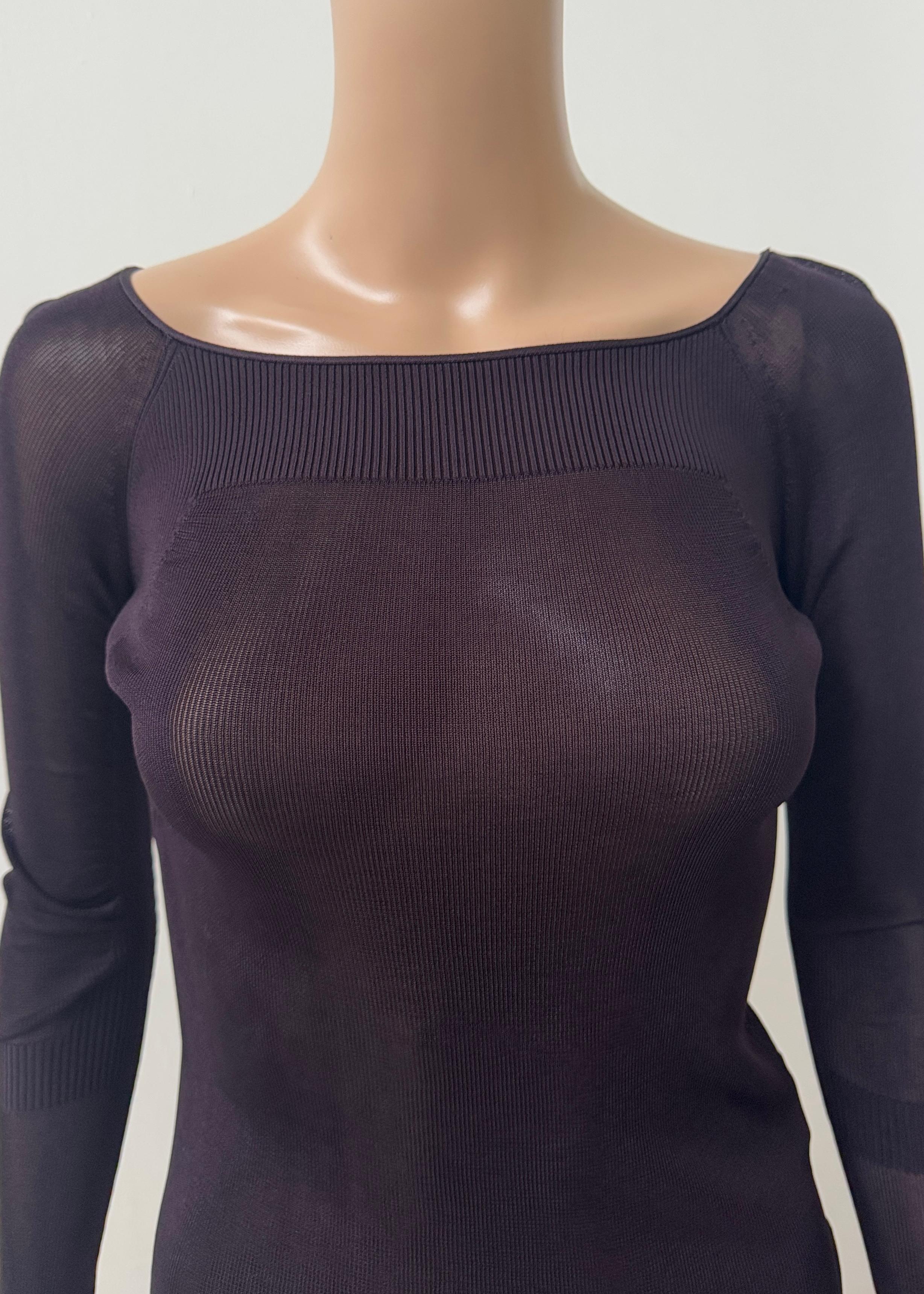 Gucci by Tom Ford S/S 1998 Sheer Ribbed Knit Top - Runway Piece - No import duty In Excellent Condition For Sale In Milano, IT