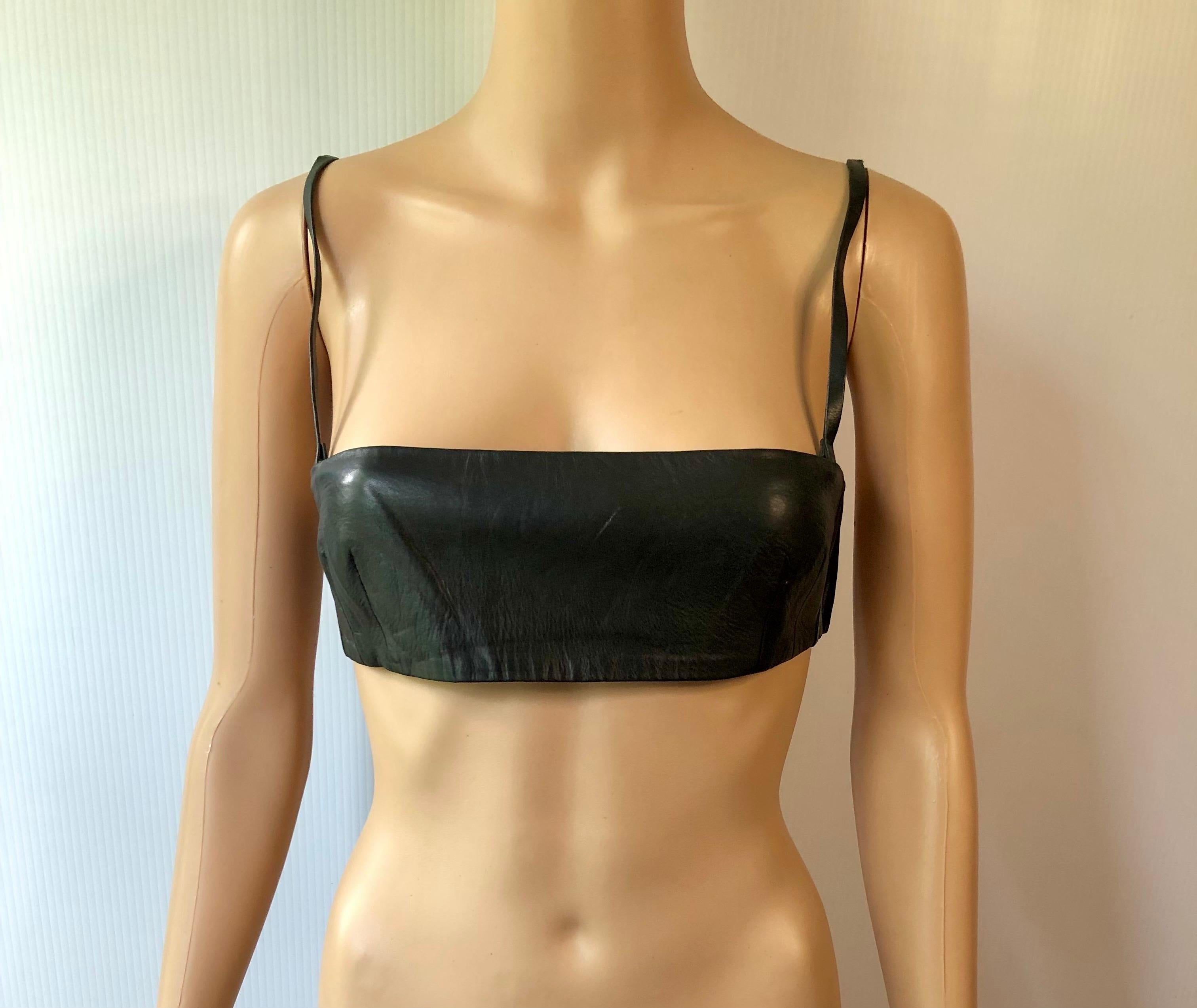 Gucci by Tom Ford S/S 1998 Vintage Black Leather Tube Bra Bralette Crop Top  For Sale at 1stDibs