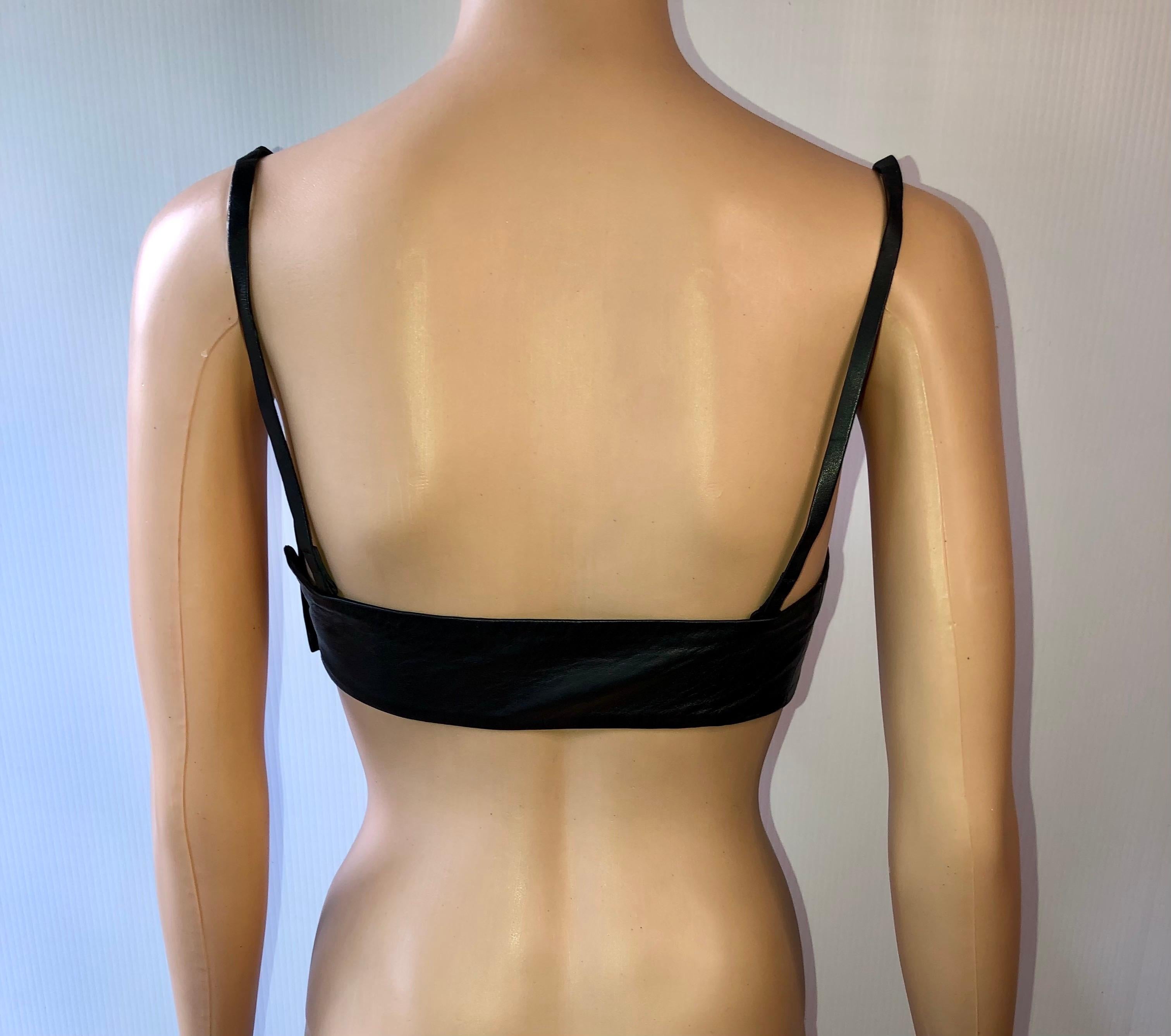 Gucci by Tom Ford S/S 1998 Vintage Black Leather Tube Bra Bralette Crop Top In Good Condition In Naples, FL