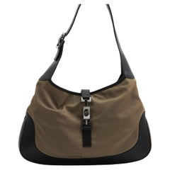 Gucci By Tom Ford S/S 1999 Khaki canvas leather Jackie hobo bag 