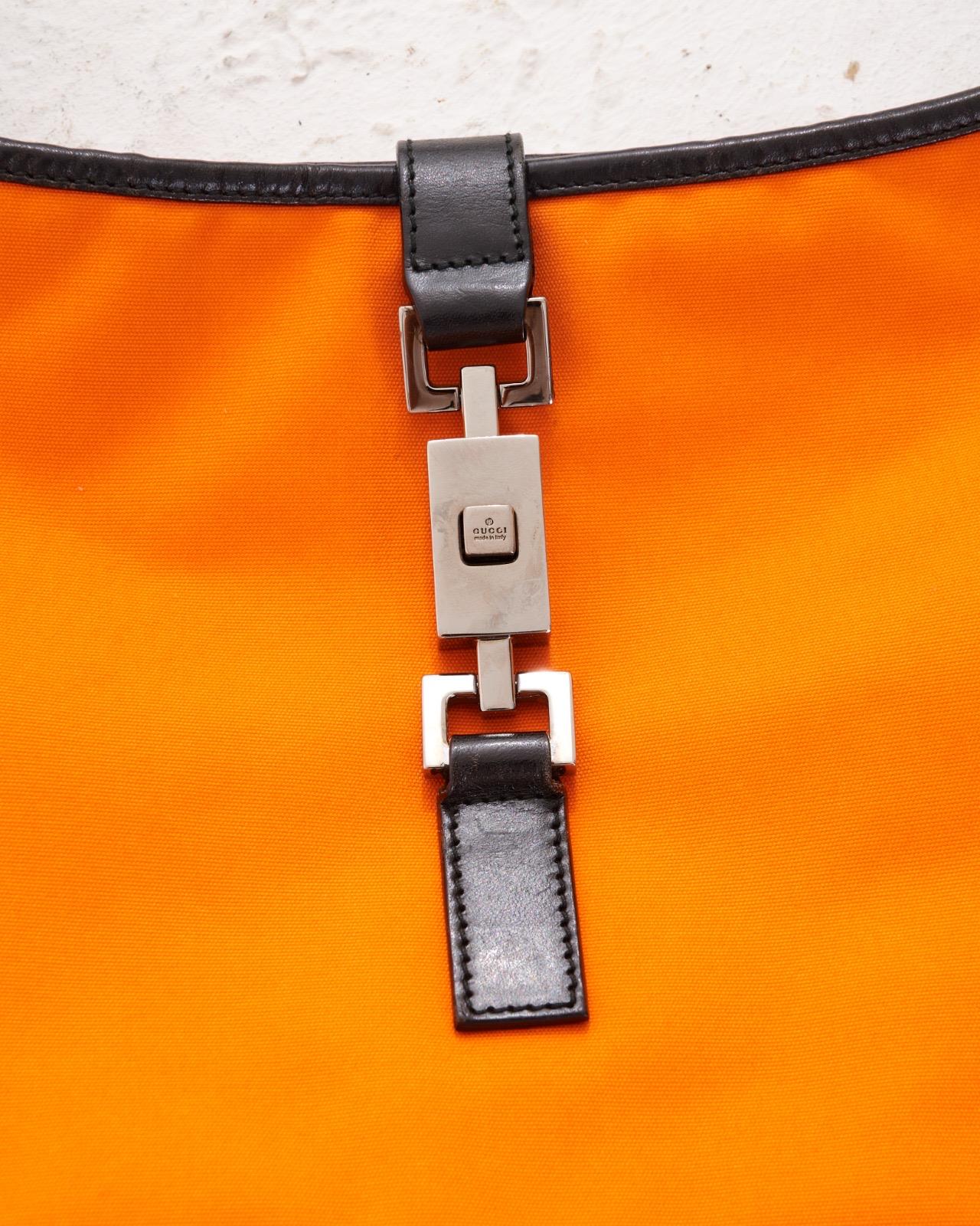 Gucci By Tom Ford S/S 1999 Orange canvas leather Jackie hobo bag For Sale 6