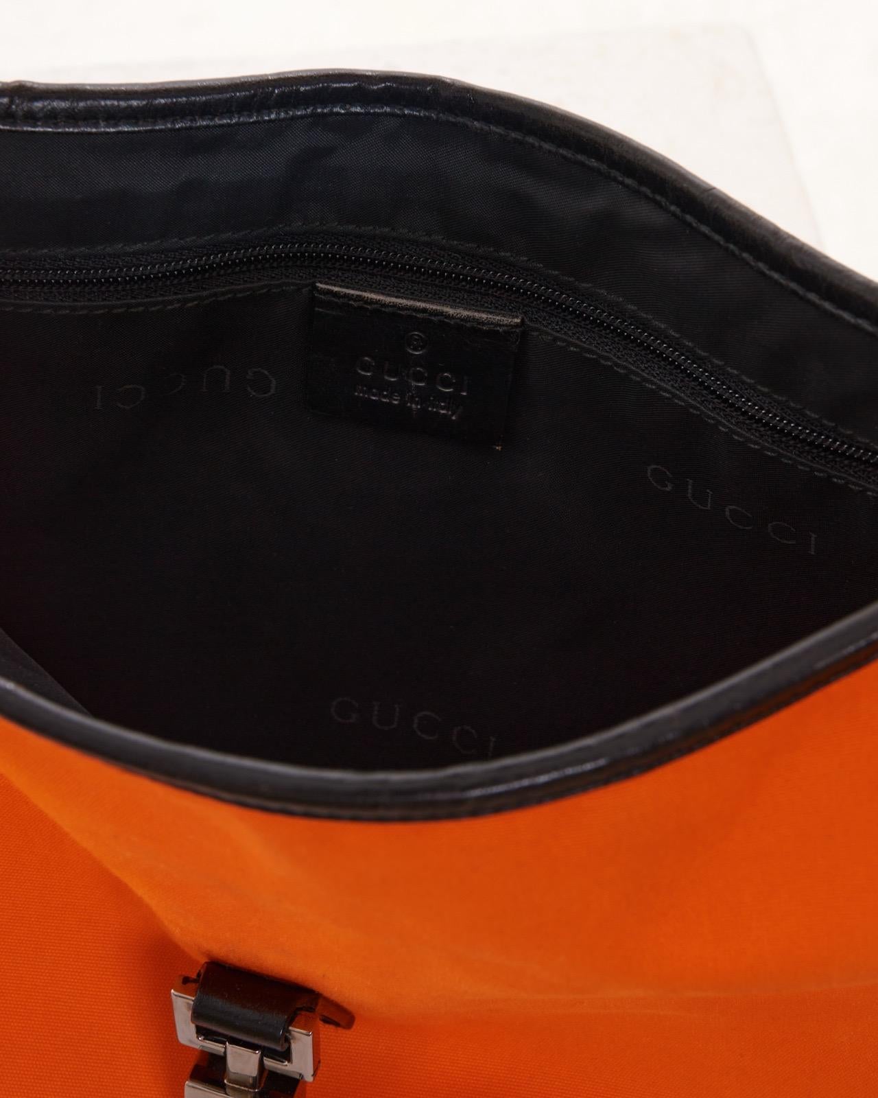 Gucci By Tom Ford S/S 1999 Orange canvas leather Jackie hobo bag For Sale 8