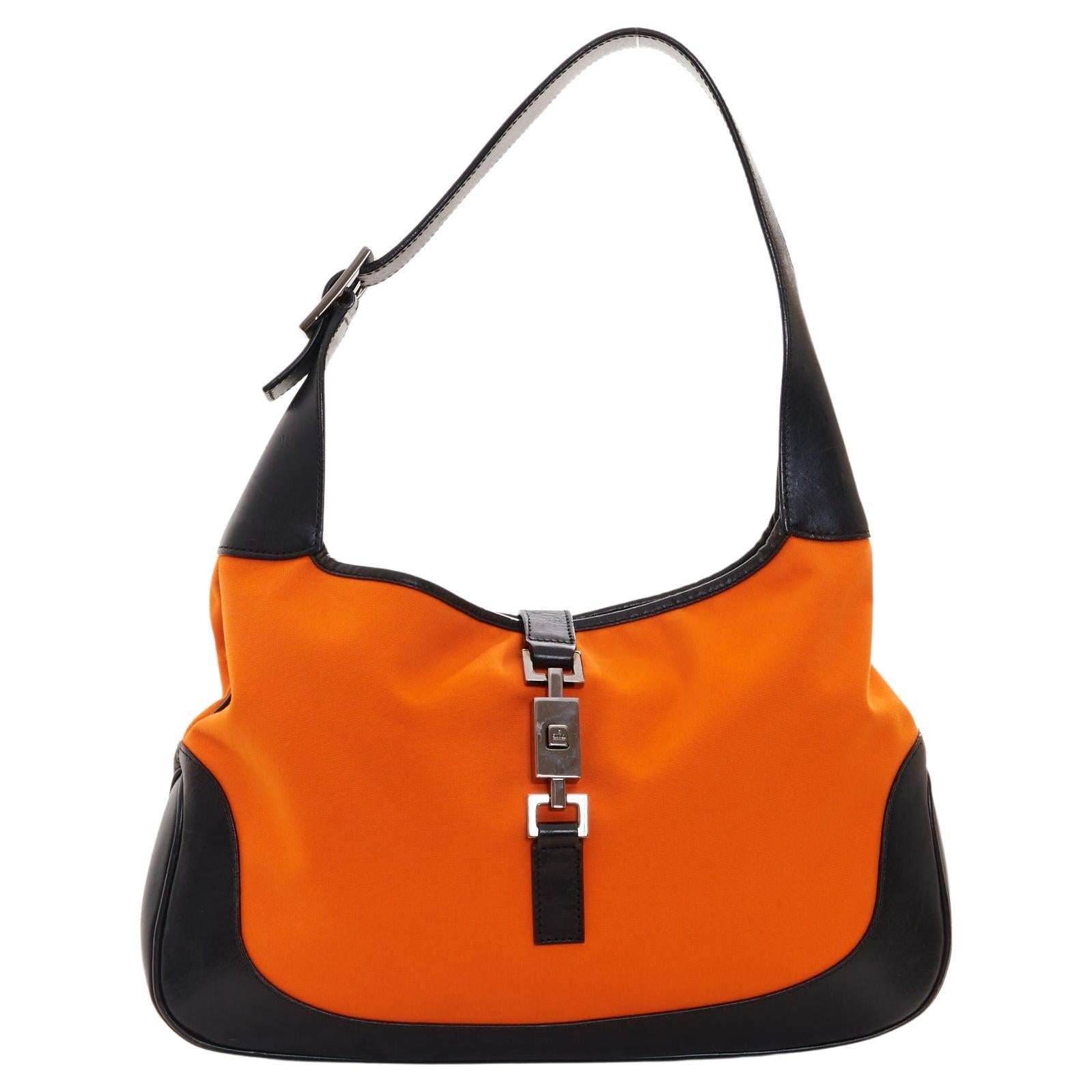 Gucci By Tom Ford S/S 1999 Orange canvas leather Jackie hobo bag For Sale