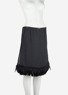 Gucci by Tom Ford S/S 1999 Silk Feather-Trim Skirt, Runway & Campaign, IT40