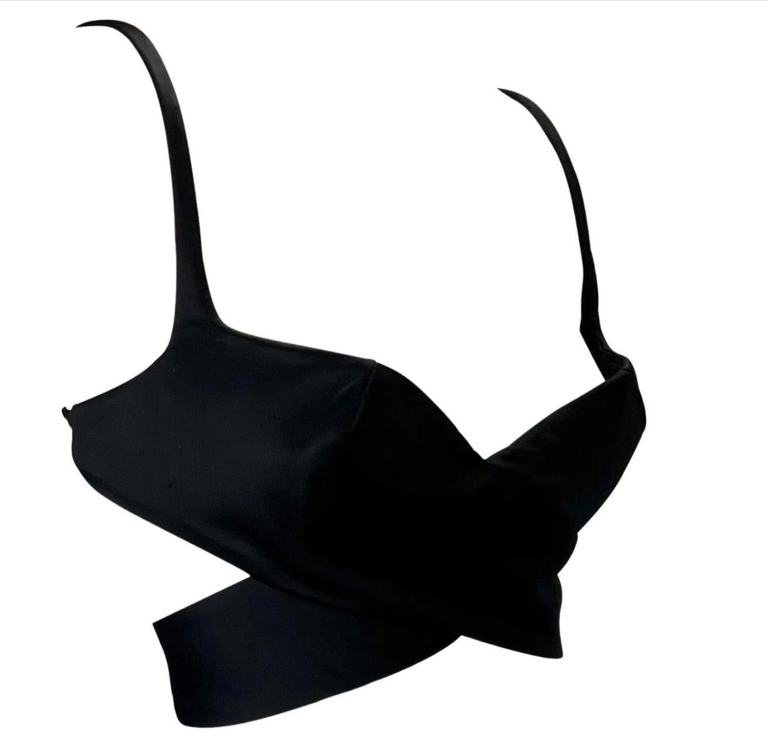 Nero Top reggiseno 2 pezzi in raso di seta nero Gucci by Tom Ford P/E 2001 in vendita