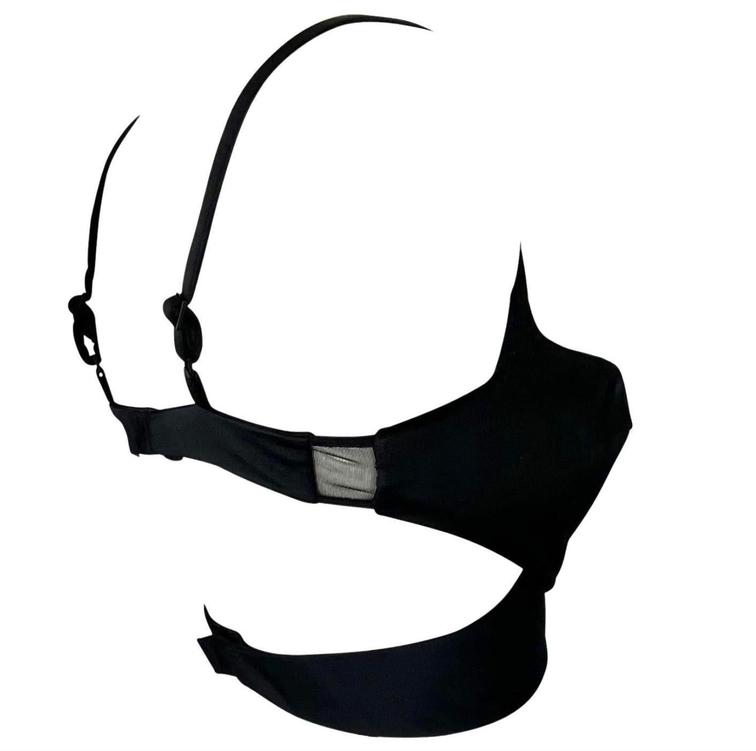 Donna Top reggiseno 2 pezzi in raso di seta nero Gucci by Tom Ford P/E 2001 in vendita
