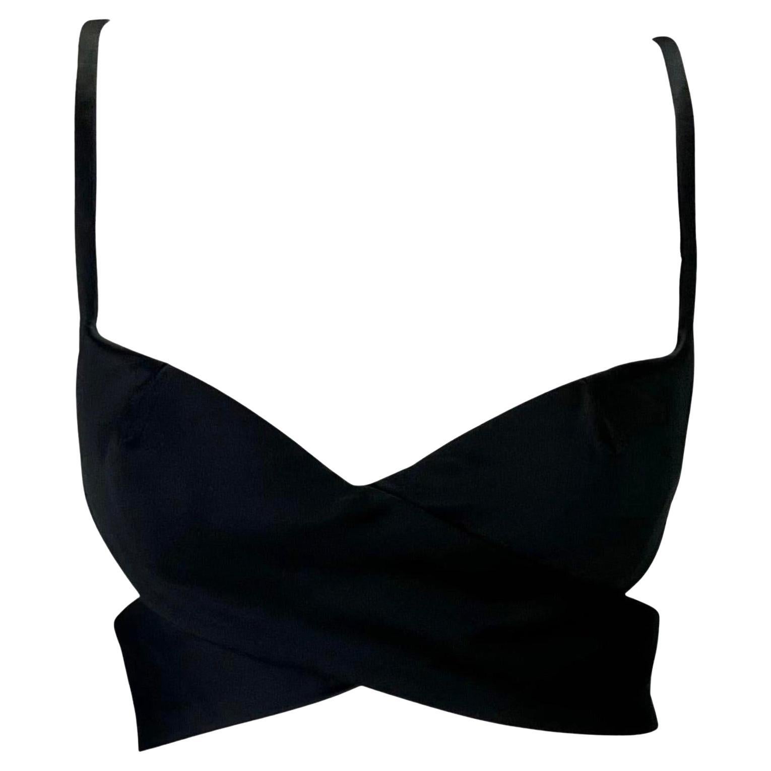 Top reggiseno 2 pezzi in raso di seta nero Gucci by Tom Ford P/E 2001 in vendita