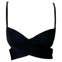 Top reggiseno 2 pezzi in raso di seta nero Gucci by Tom Ford P/E 2001