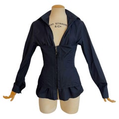 Gucci by Tom Ford S/S 2001 Corset Plunging Collared Blouse