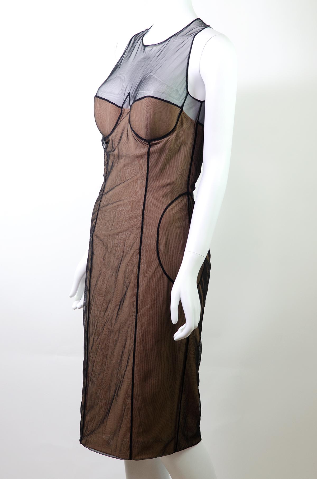 GUCCI by TOM FORD S/S 2001 Mesh Corset Runway Dress New with Tags IT42 In New Condition For Sale In Berlin, BE
