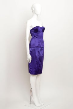 Gucci by Tom Ford S/S 2001 Runway Corset Bustier and Skirt Set in Purple Satin