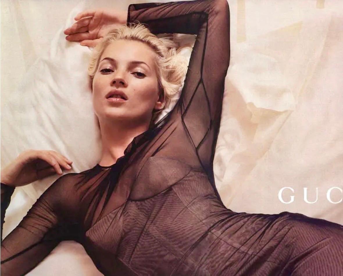 Gucci by Tom Ford S/S 2001 Runway Sheer Tulle Mesh Bustier Corset Midi Dress 10