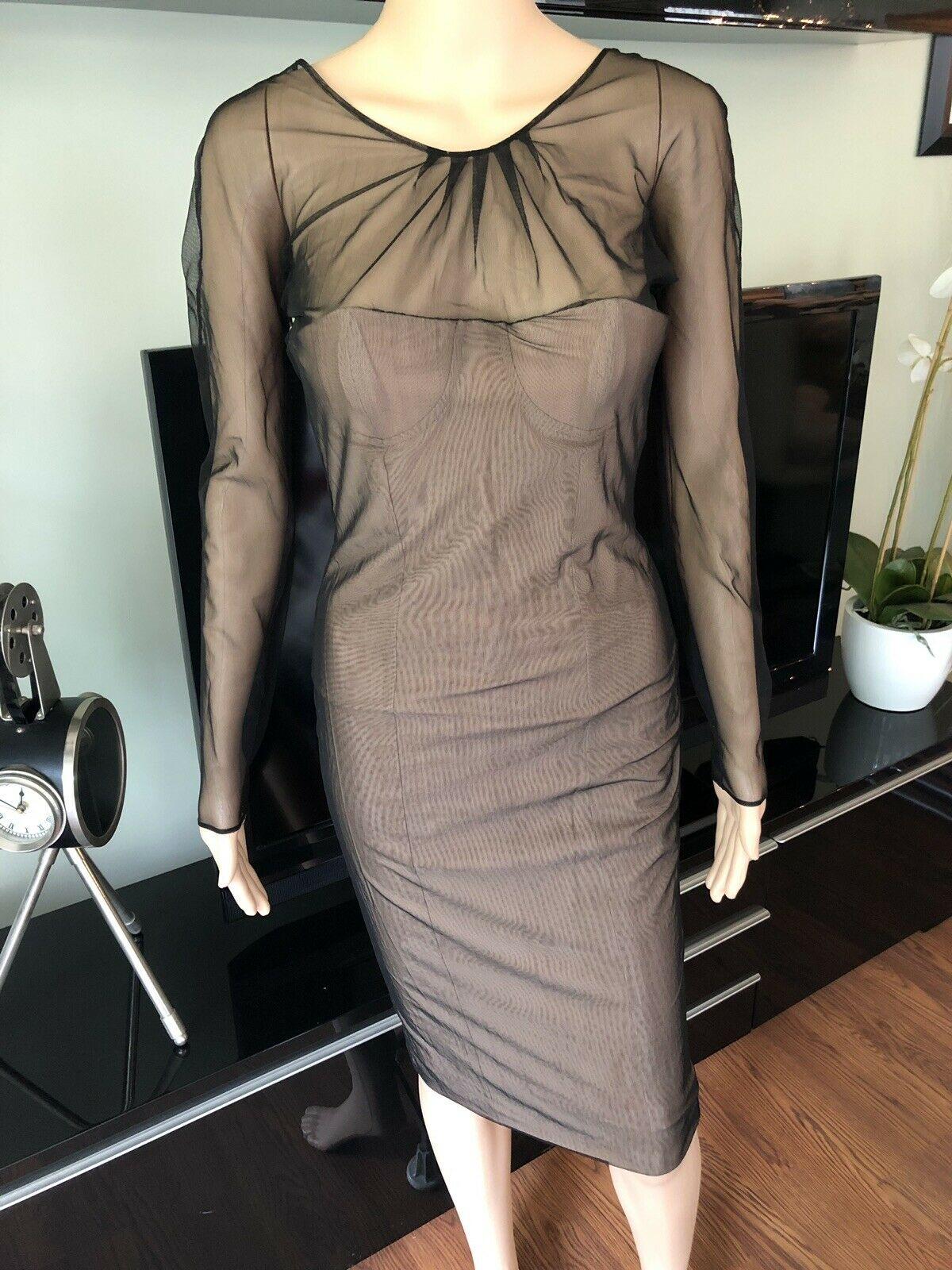 Gucci by Tom Ford S/S 2001 Sheer Tulle Covered Bustier Open Back Dress In Good Condition In Naples, FL