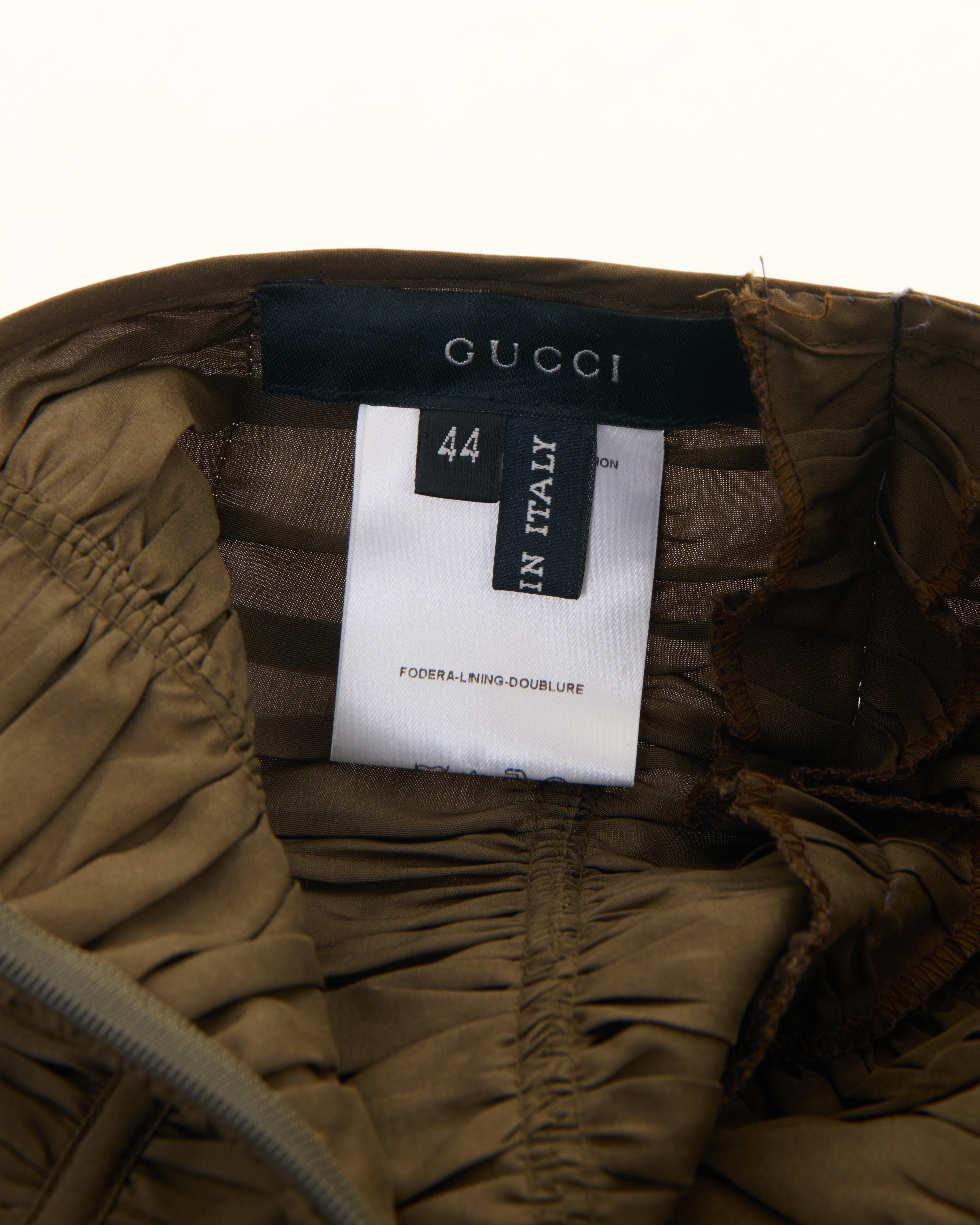 Women's Gucci by Tom Ford S/S 2001 Taupe ruched silk skirt For Sale