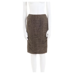Gucci by Tom Ford S/S 2001 Taupe ruched silk skirt