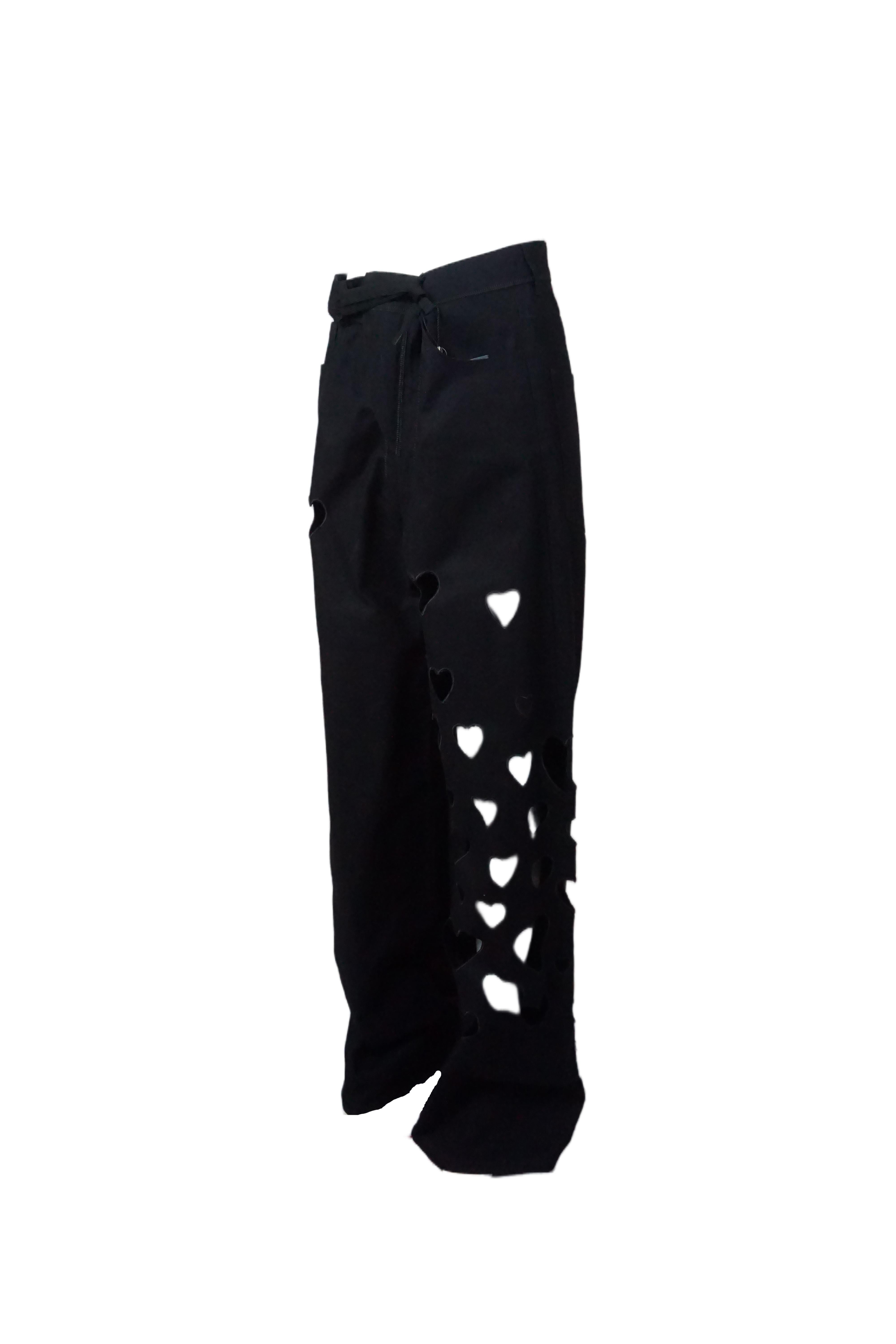 GUCCI By Tom Ford S/s 2002 Black Heart Cutout Denim Oversized Jeans In New Condition For Sale In 上海市, Xuhui district