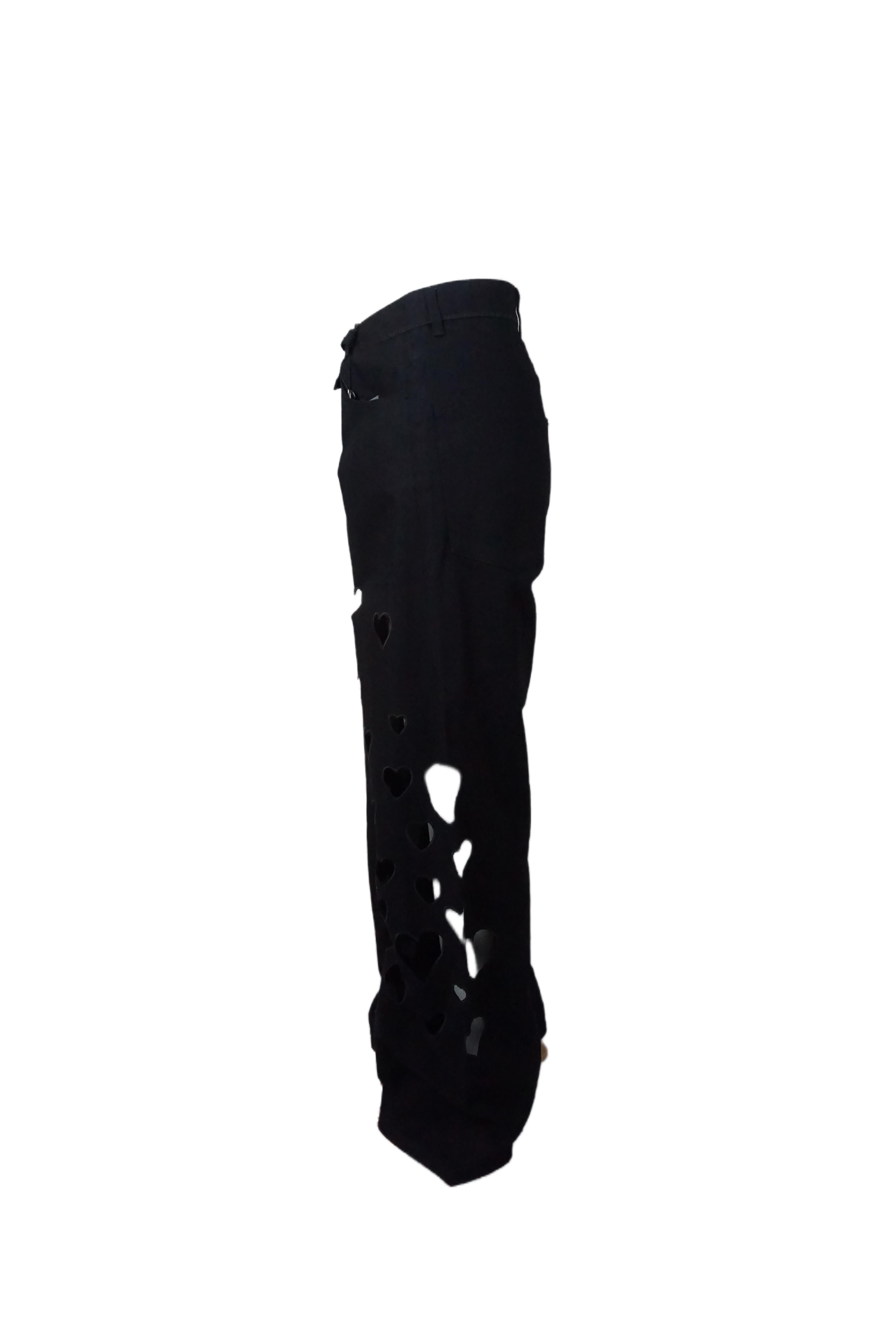 Women's GUCCI By Tom Ford S/s 2002 Black Heart Cutout Denim Oversized Jeans For Sale