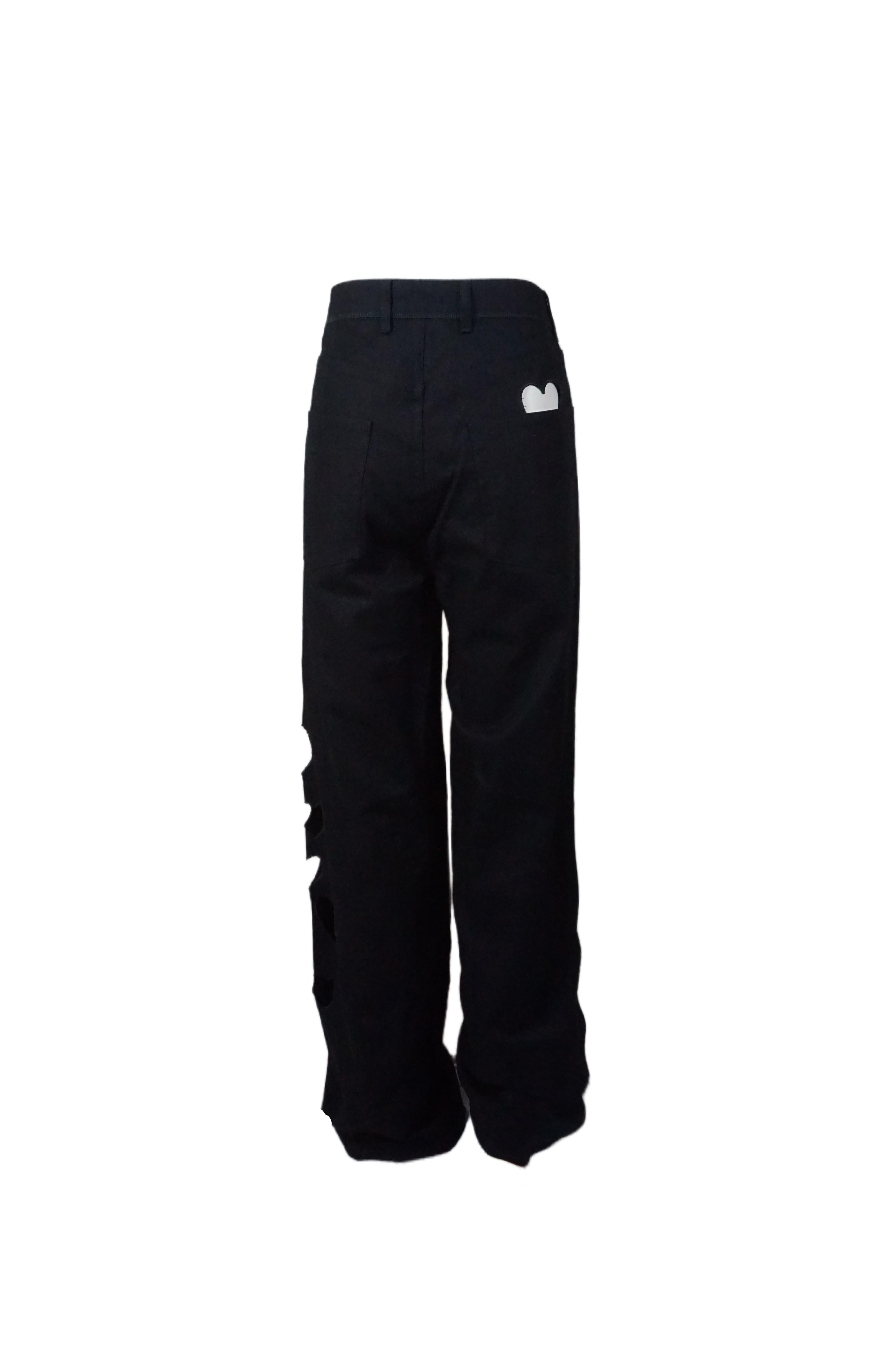 GUCCI By Tom Ford S/s 2002 Black Heart Cutout Denim Oversized Jeans For Sale 1