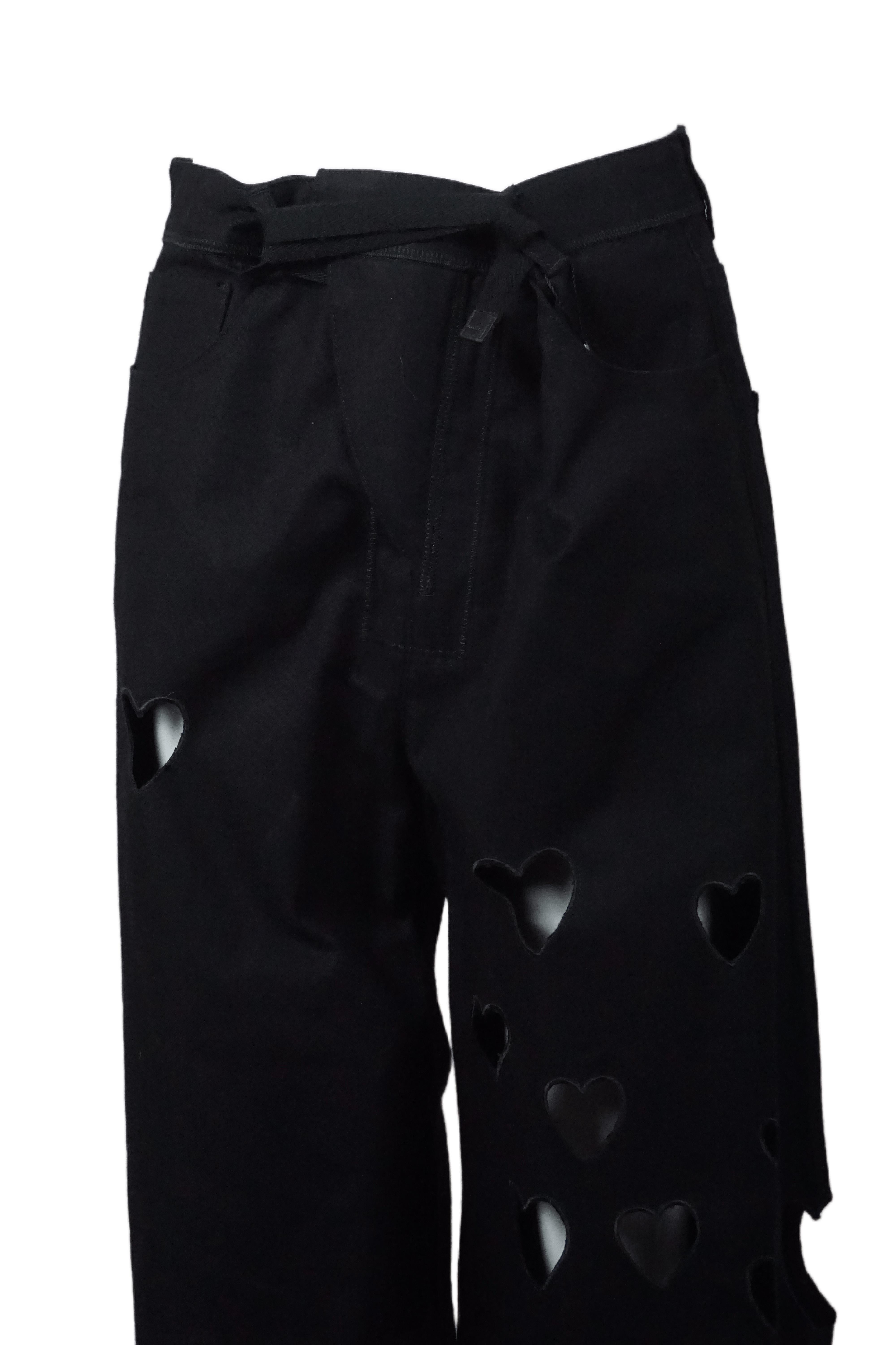 GUCCI By Tom Ford S/s 2002 Black Heart Cutout Denim Oversized Jeans For Sale 5