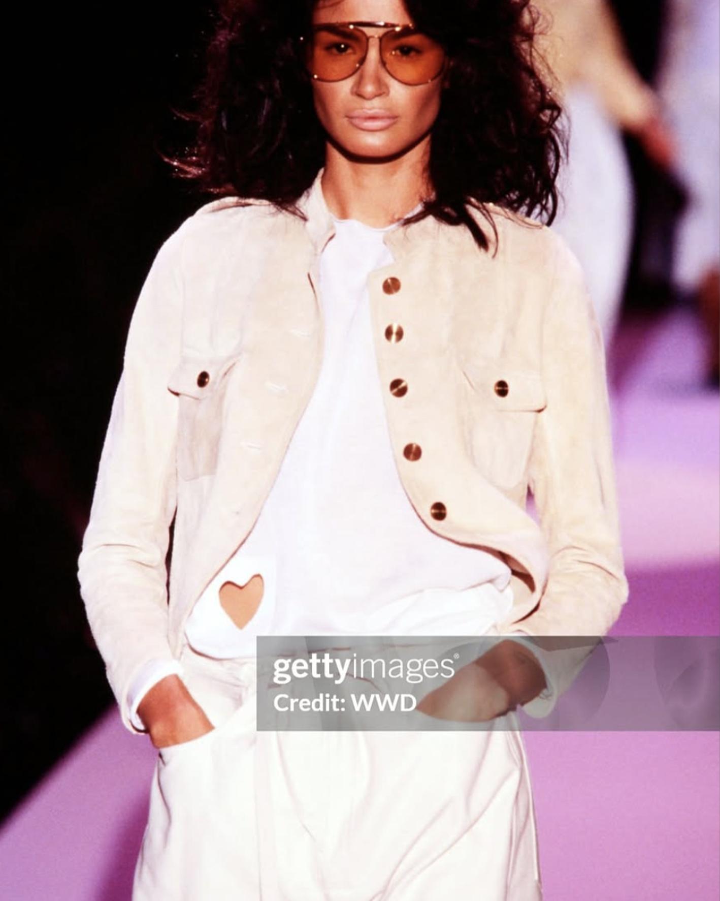 Gucci by Tom Ford S/S 2002 - Top blanc boutonné et jupe en jean en vente 2
