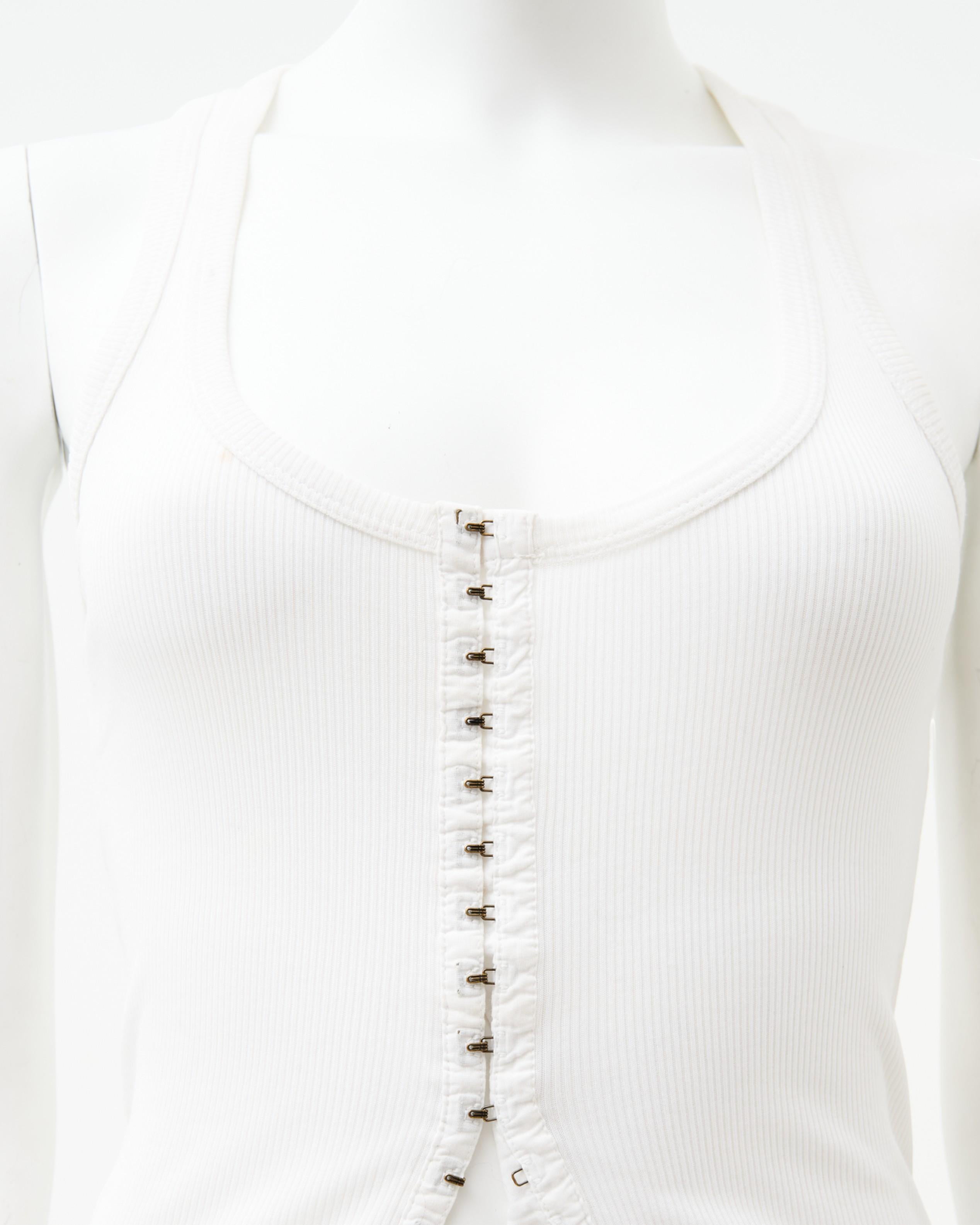 Gucci by Tom Ford S/S 2002 - Top blanc boutonné et jupe en jean en vente 3