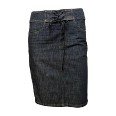 Gucci by Tom Ford S/S 2002 Dark Indigo Lace-Up Denim Mini Skirt
