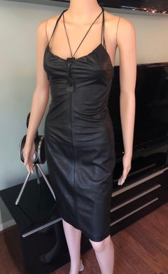 Gucci by Tom Ford S/S 2002 Leather Bustier Black Dress