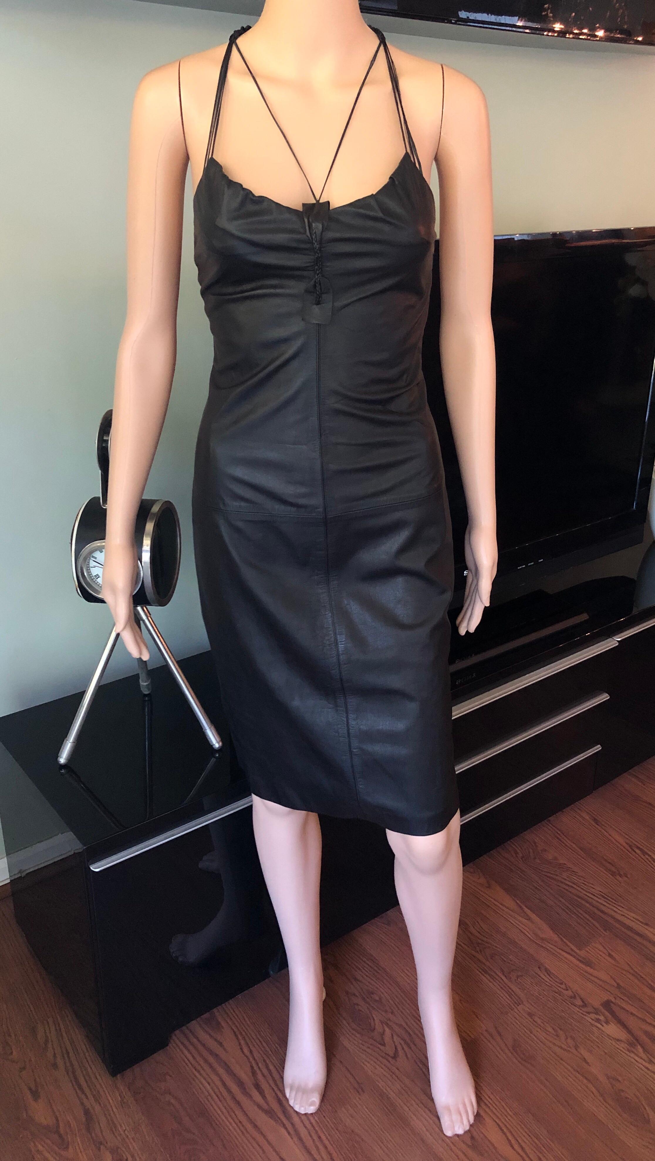 Gucci by Tom Ford S/S 2002 Leather Bustier Black Dress In Good Condition In Naples, FL