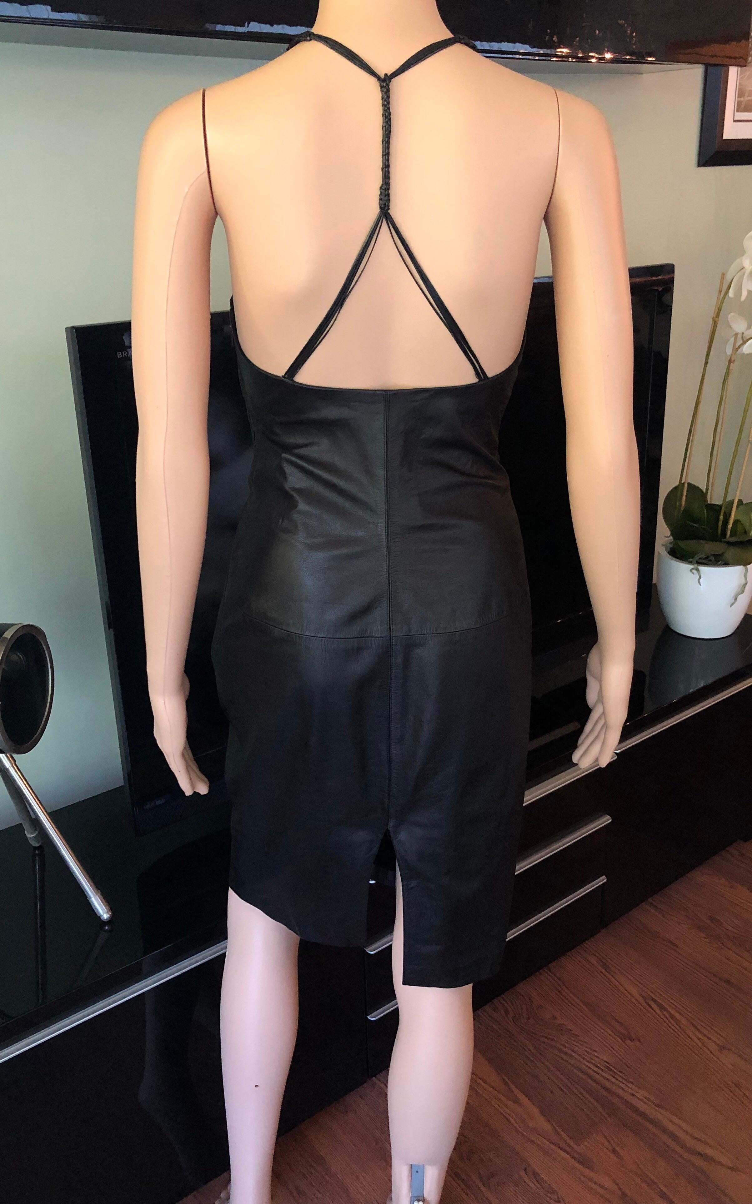 Women's Gucci by Tom Ford S/S 2002 Leather Bustier Black Dress