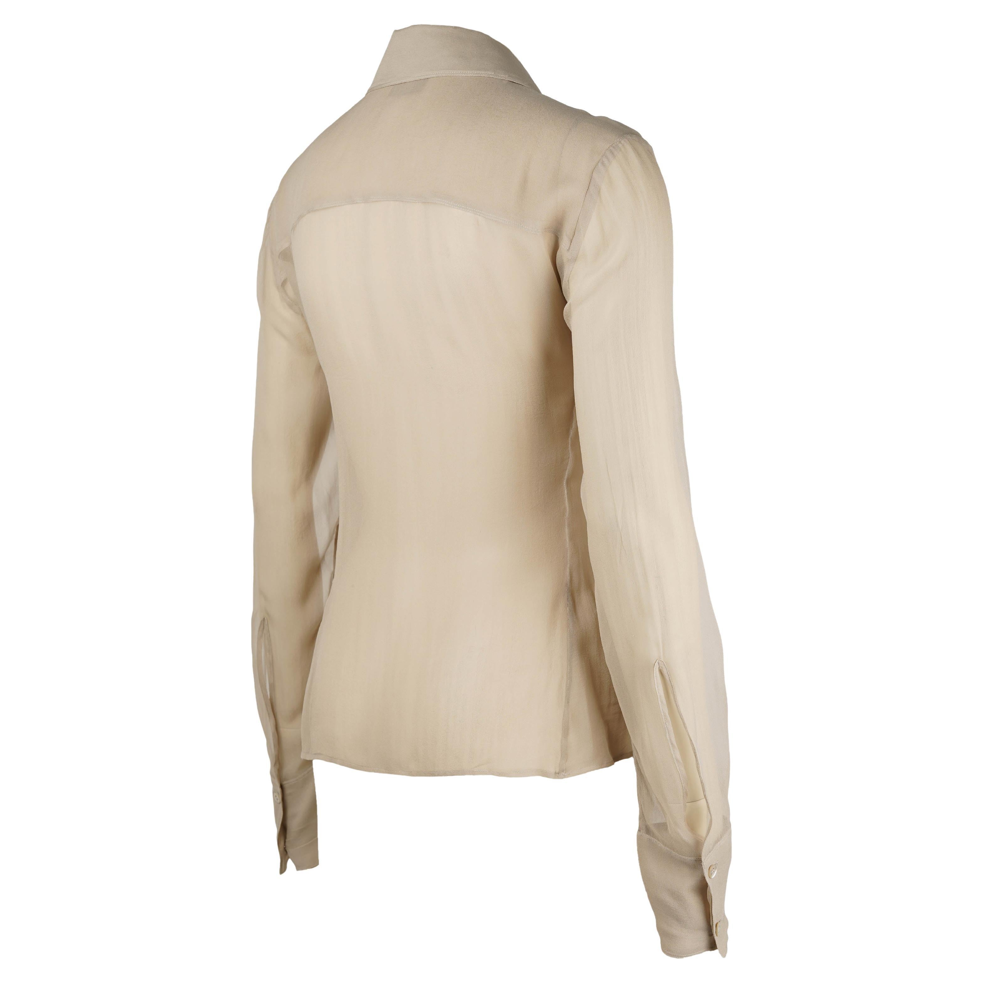 Gucci by Tom Ford S/S 2002 Camicetta in seta trasparente - Made in Italy Taglia M/L S.I.S.M. In condizioni buone in vendita a Berlin, DE