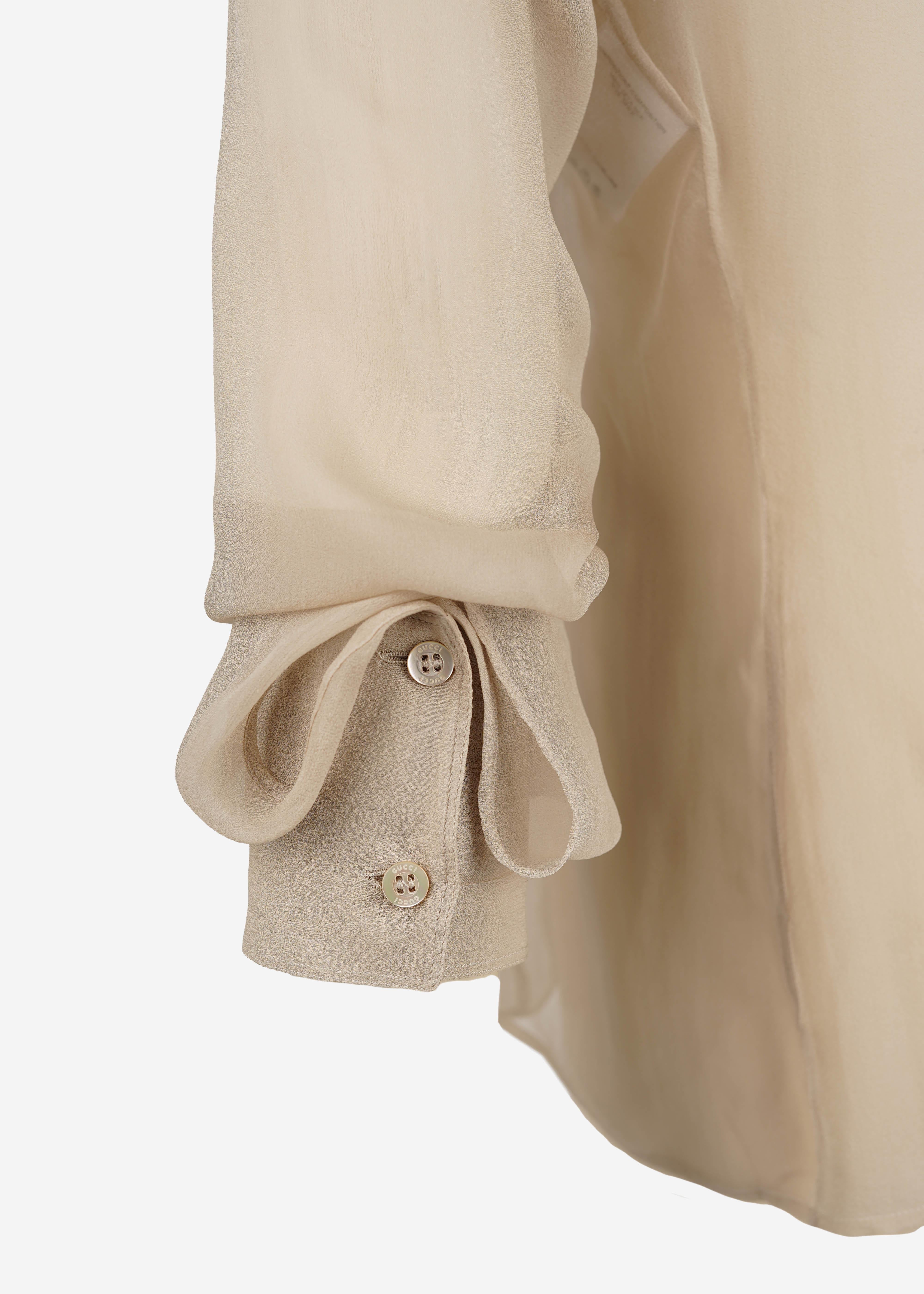 Gucci by Tom Ford S/S 2002 Camicetta in seta trasparente - Made in Italy Taglia M/L S.I.S.M. in vendita 1