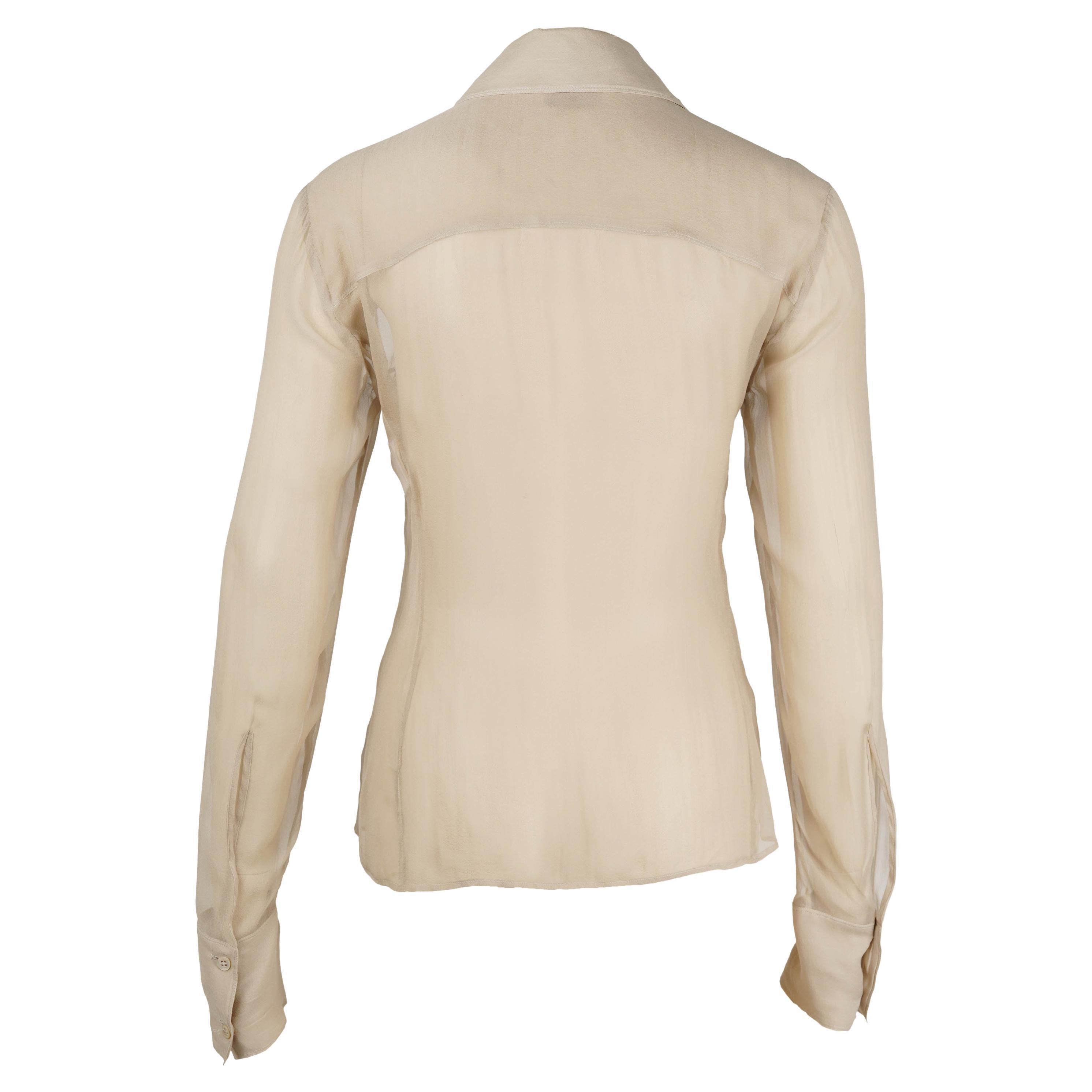 Gucci by Tom Ford S/S 2002 Camicetta in seta trasparente - Made in Italy Taglia M/L S.I.S.M. in vendita 2