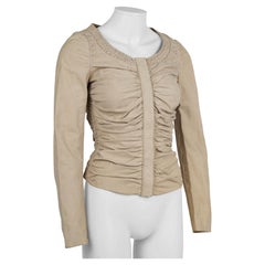 Gucci by Tom Ford Vintage S/S 2003 Beige Leather Ruched Jacket XS
